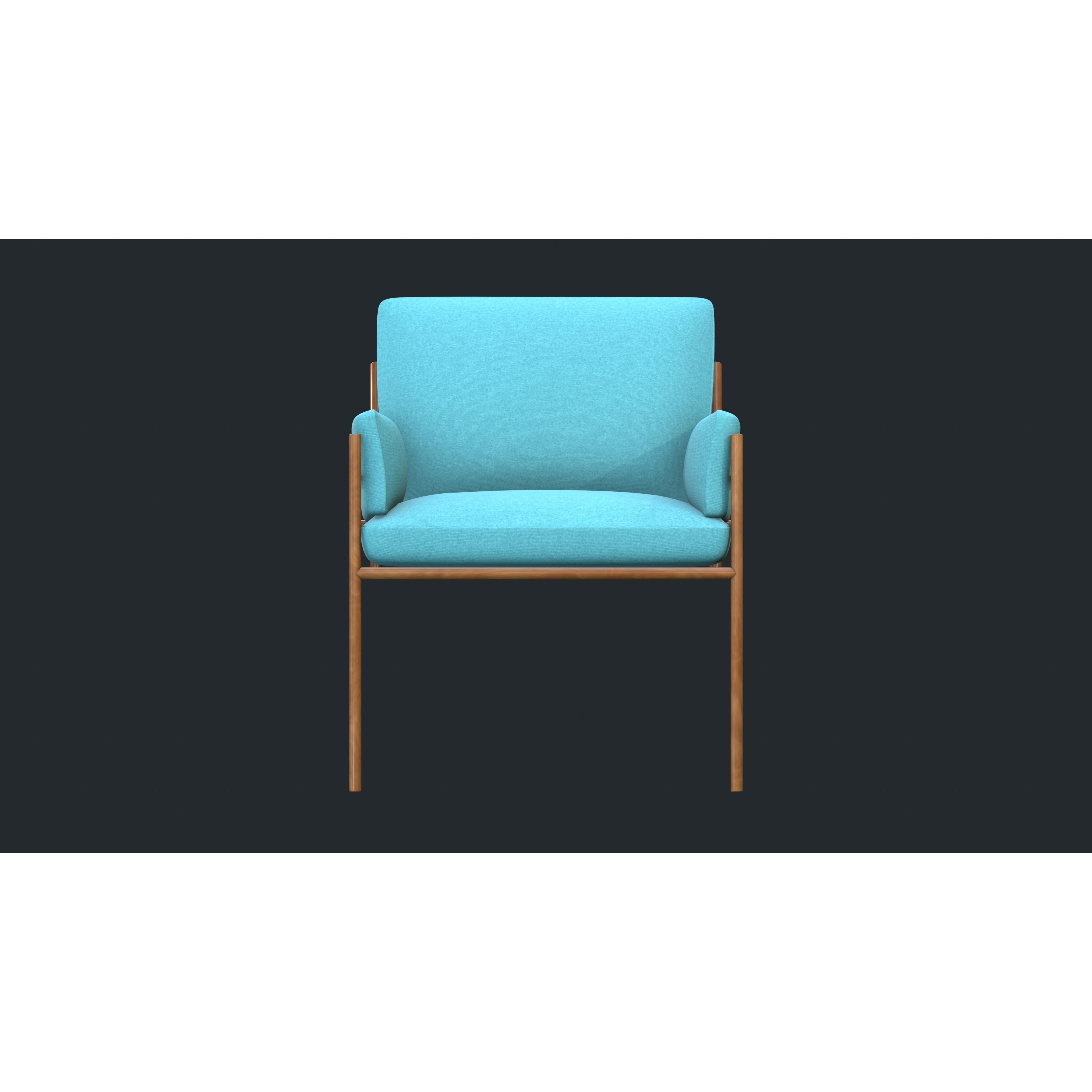 Light Blue Accent Chair - Low-Poly Game-Ready 3D Model - View 6