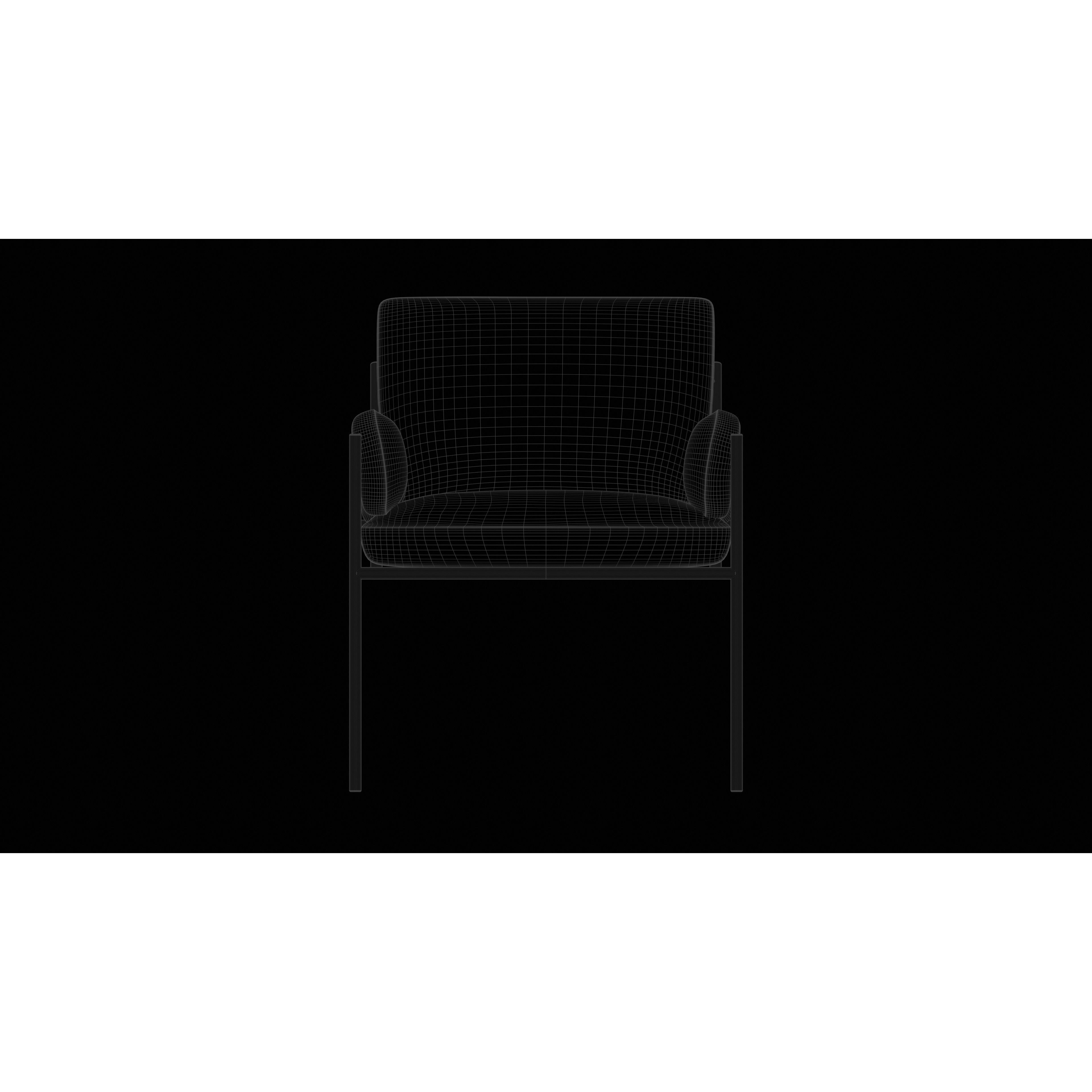 Light Blue Accent Chair - Low-Poly Game-Ready 3D Model - View 7