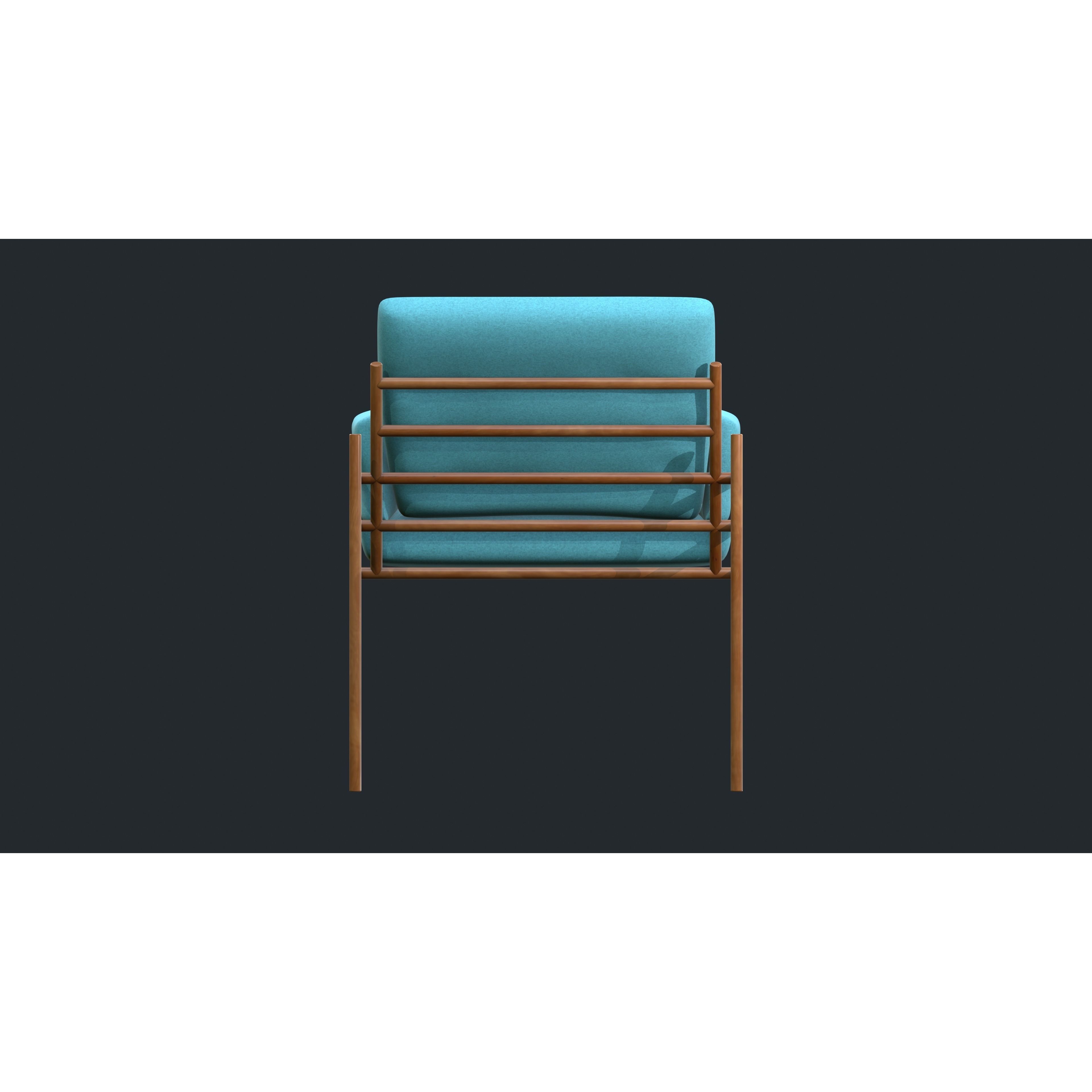 Light Blue Accent Chair - Low-Poly Game-Ready 3D Model - View 8