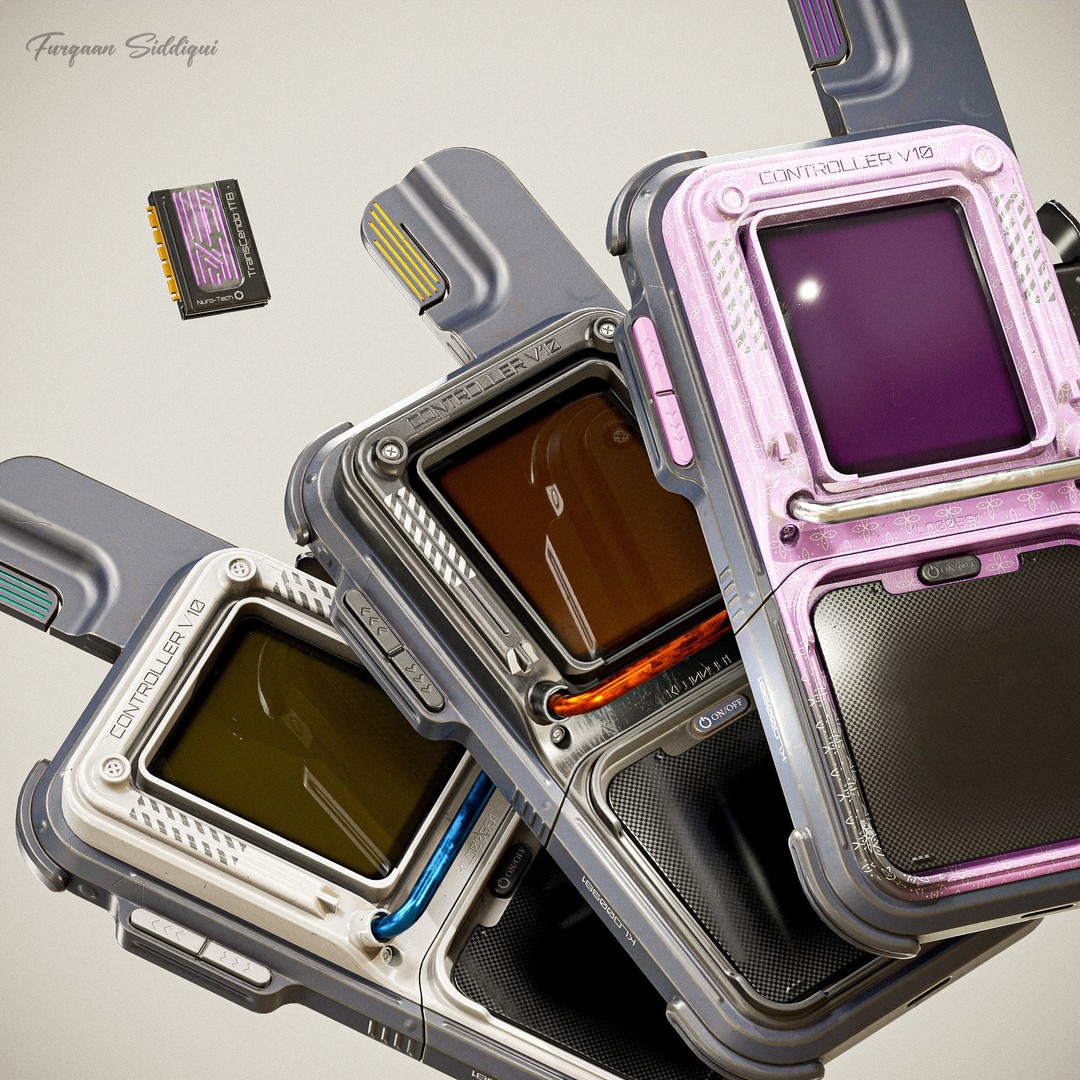 Sci-fi Controller 3D Model – Low Poly PBR Game Asset, FBX, OBJ - View 11