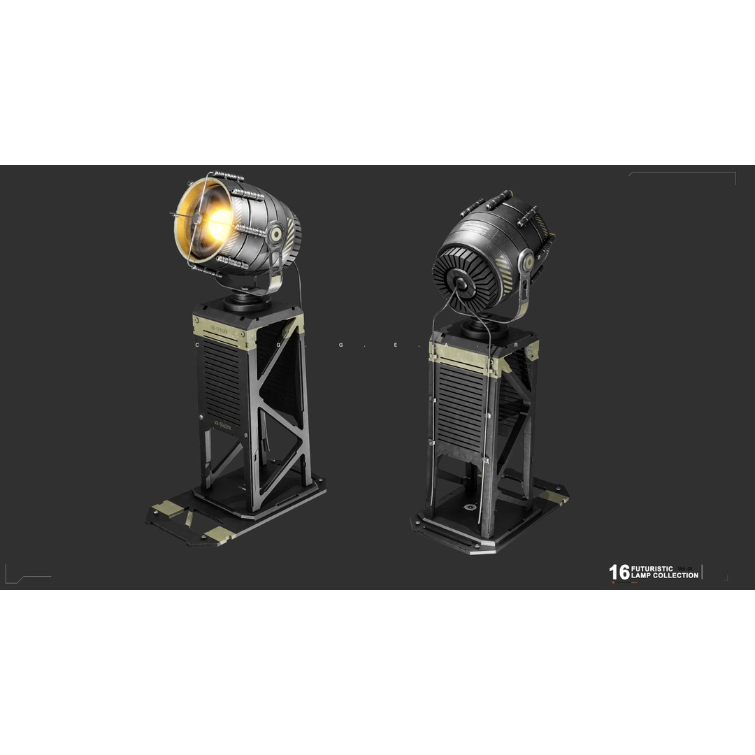 Sci-Fi Lamps 3D Model – Low Poly PBR Lighting Asset, FBX, OBJ