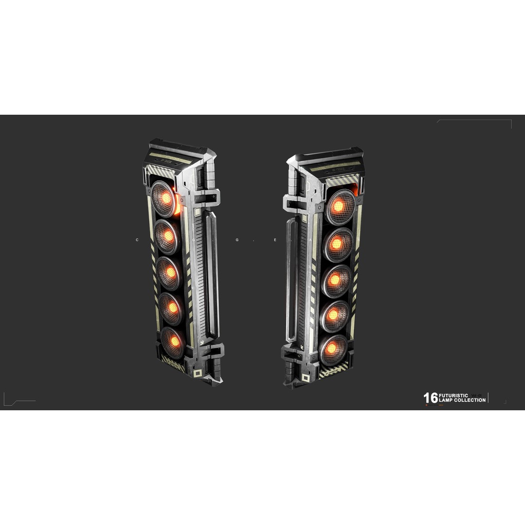 Sci-Fi Lamps 3D Model – Low Poly PBR Lighting Asset, FBX, OBJ - View 16