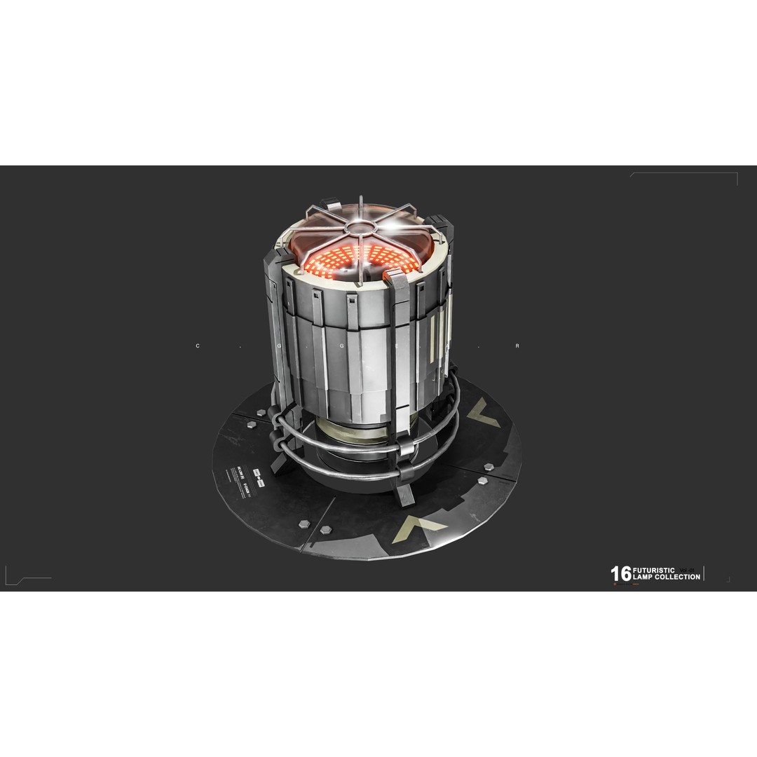 Sci-Fi Lamps 3D Model – Low Poly PBR Lighting Asset, FBX, OBJ - View 4
