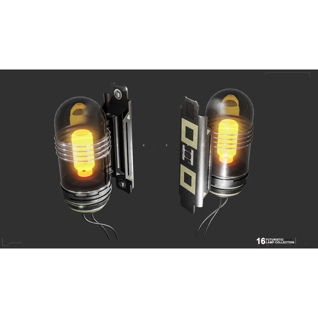 Sci-Fi Lamps 3D Model – Low Poly PBR Lighting Asset, FBX, OBJ - View 6