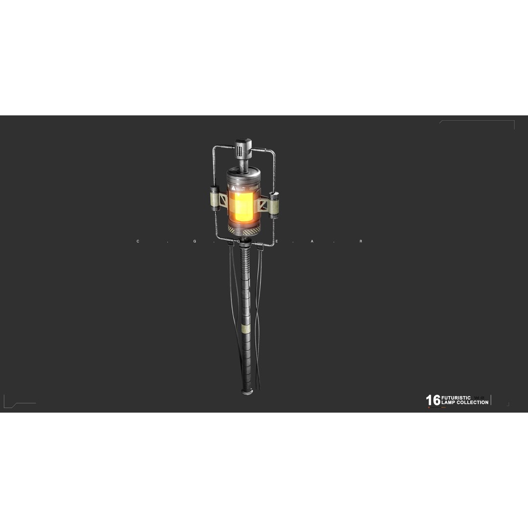 Sci-Fi Lamps 3D Model – Low Poly PBR Lighting Asset, FBX, OBJ - View 7