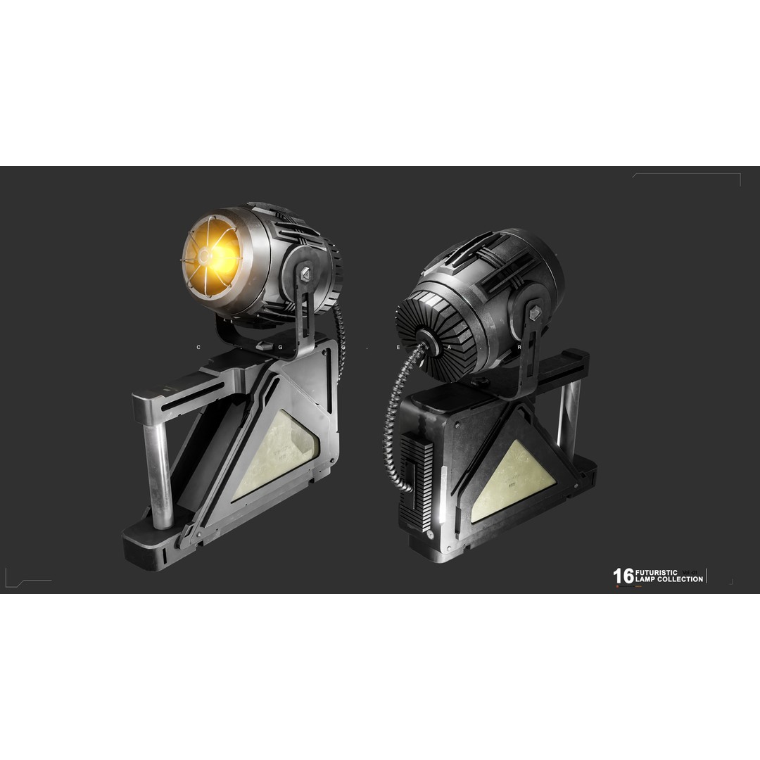 Sci-Fi Lamps 3D Model – Low Poly PBR Lighting Asset, FBX, OBJ - View 8