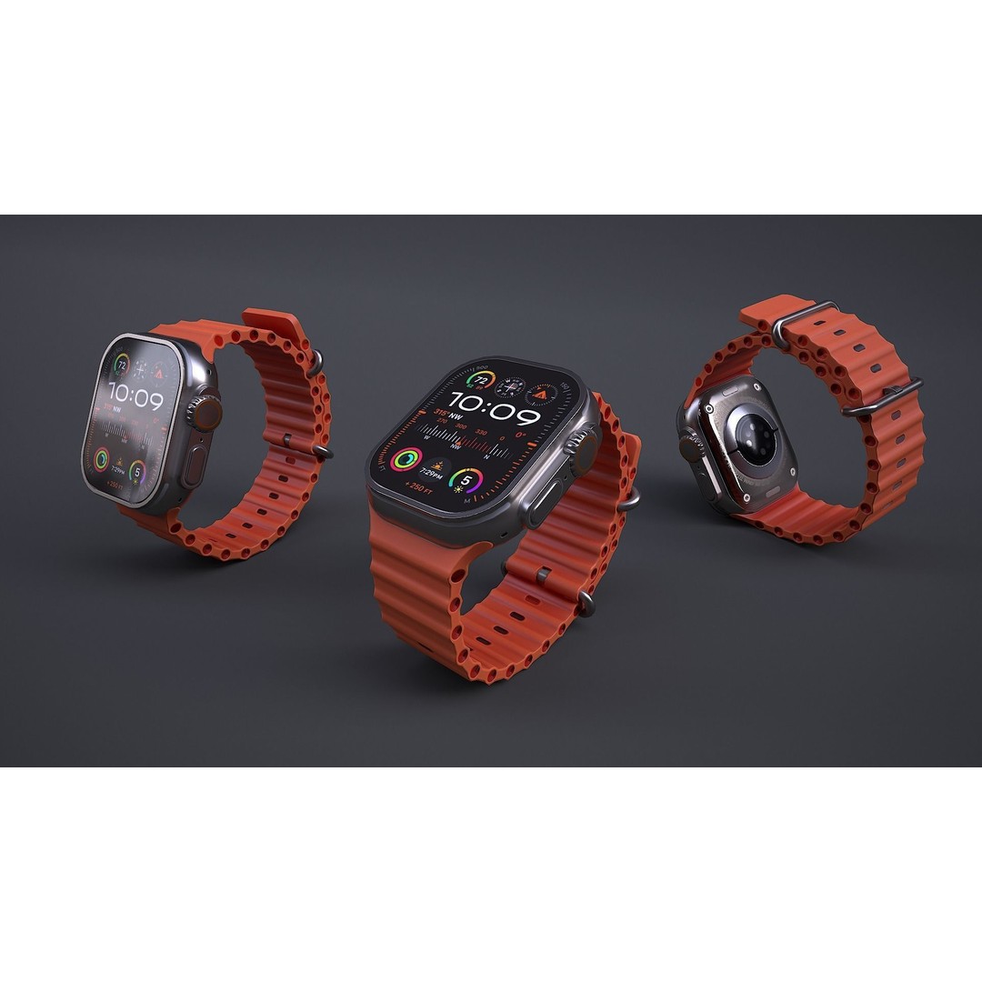 Apple Watch Ultra 3D Model – Low Poly PBR Game Asset, FBX, OBJ, Blender