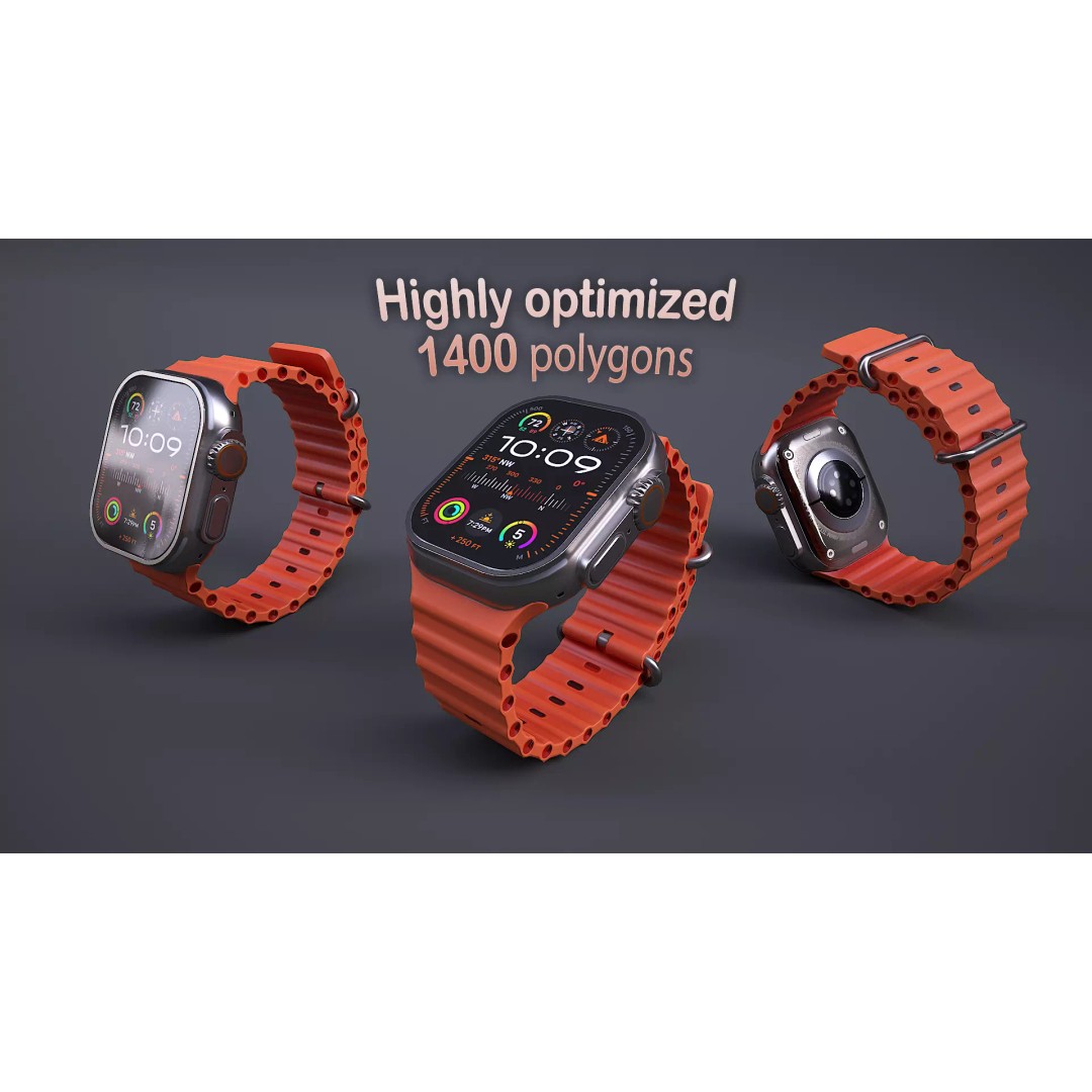 Apple Watch Ultra 3D Model – Low Poly PBR Game Asset, FBX, OBJ, Blender - View 2