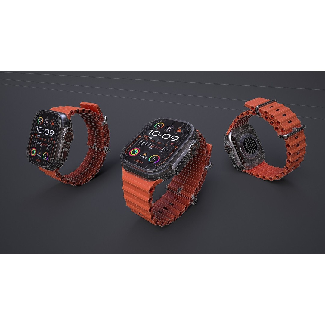 Apple Watch Ultra 3D Model – Low Poly PBR Game Asset, FBX, OBJ, Blender - View 3