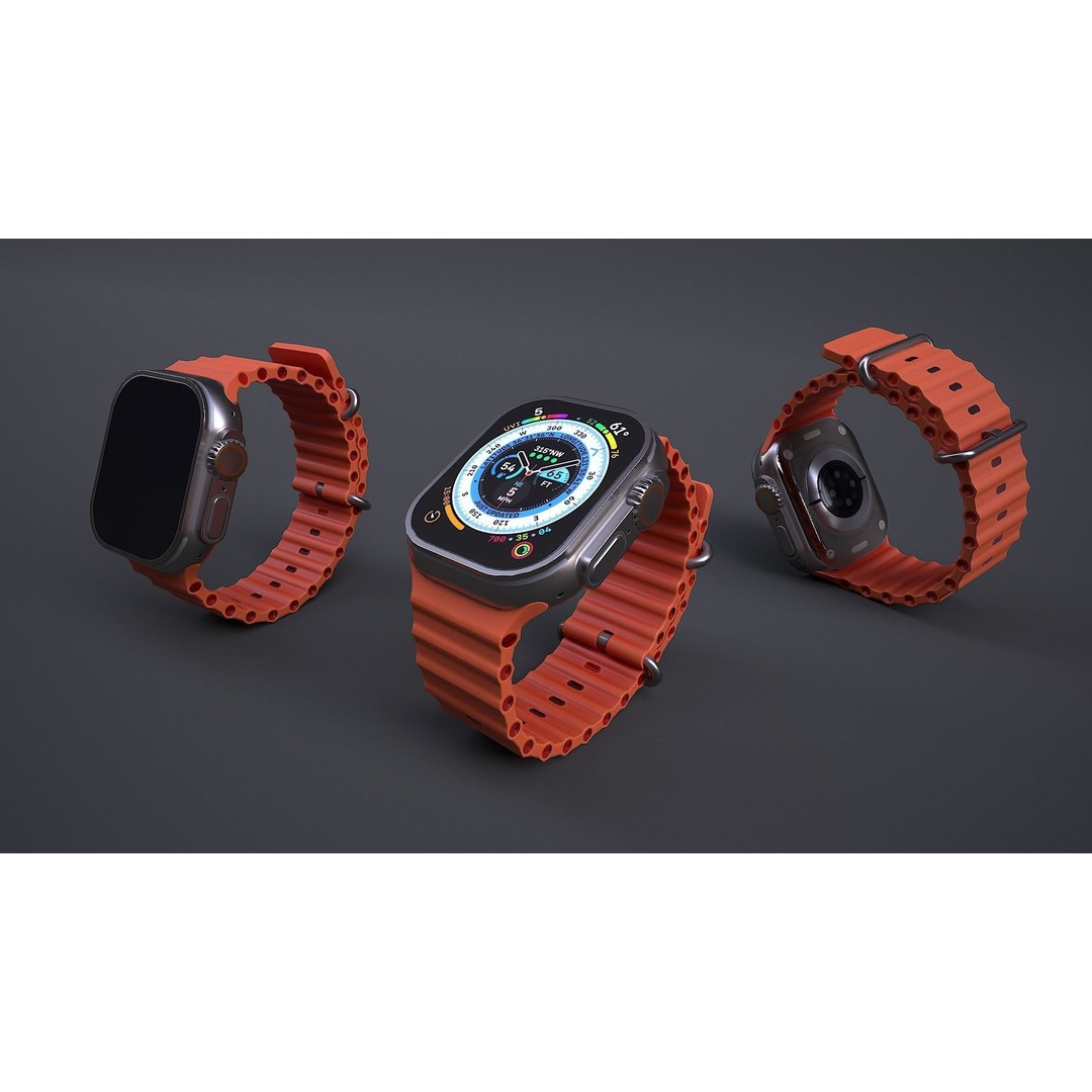 Apple Watch Ultra 3D Model – Low Poly PBR Game Asset, FBX, OBJ, Blender - View 4