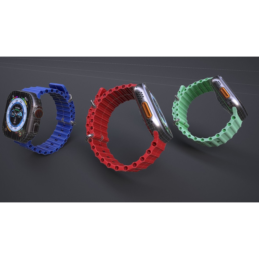 Apple Watch Ultra 3D Model – Low Poly PBR Game Asset, FBX, OBJ, Blender - View 7