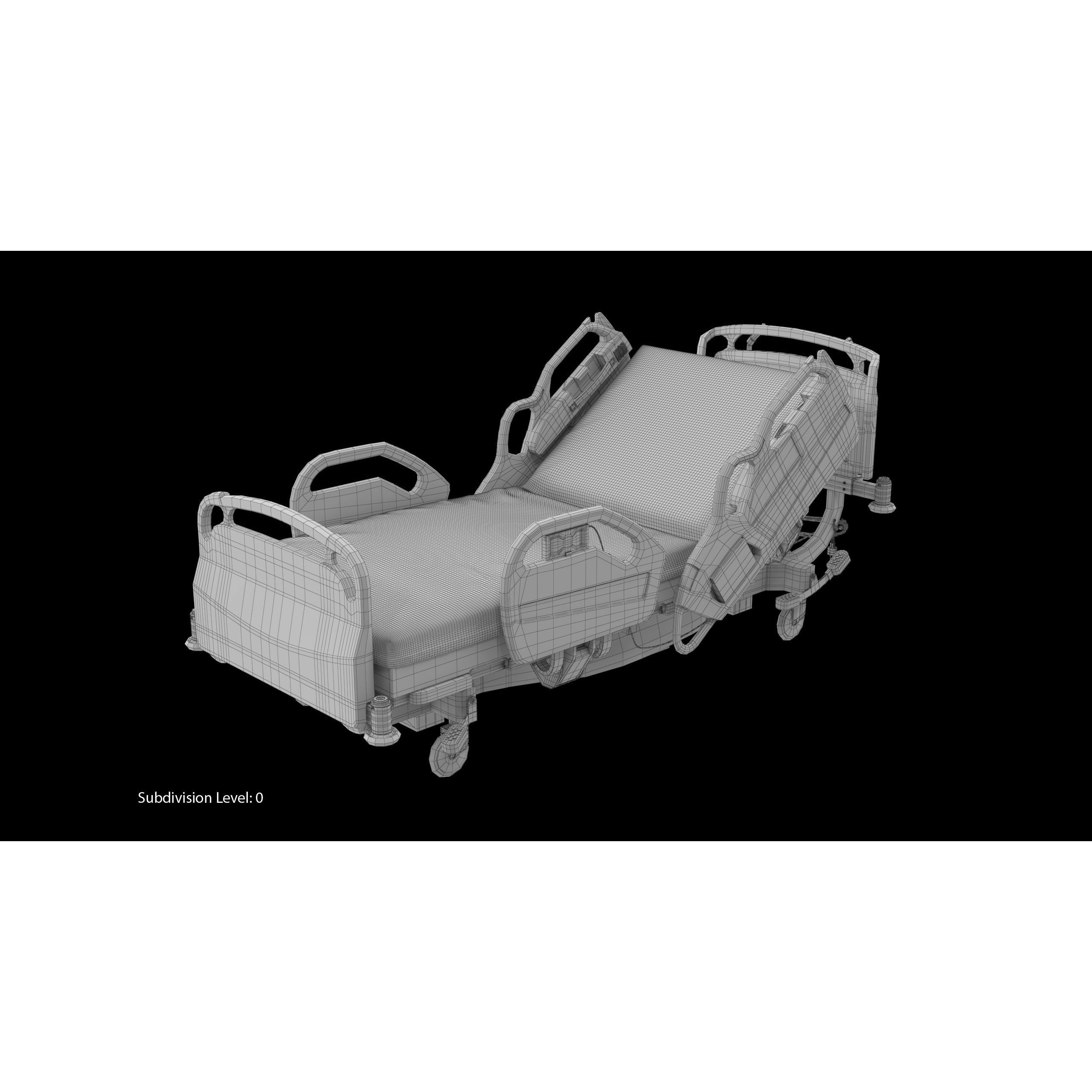 Hospital Bed Hill-Rom - Low-Poly Game-Ready 3D Model - View 15