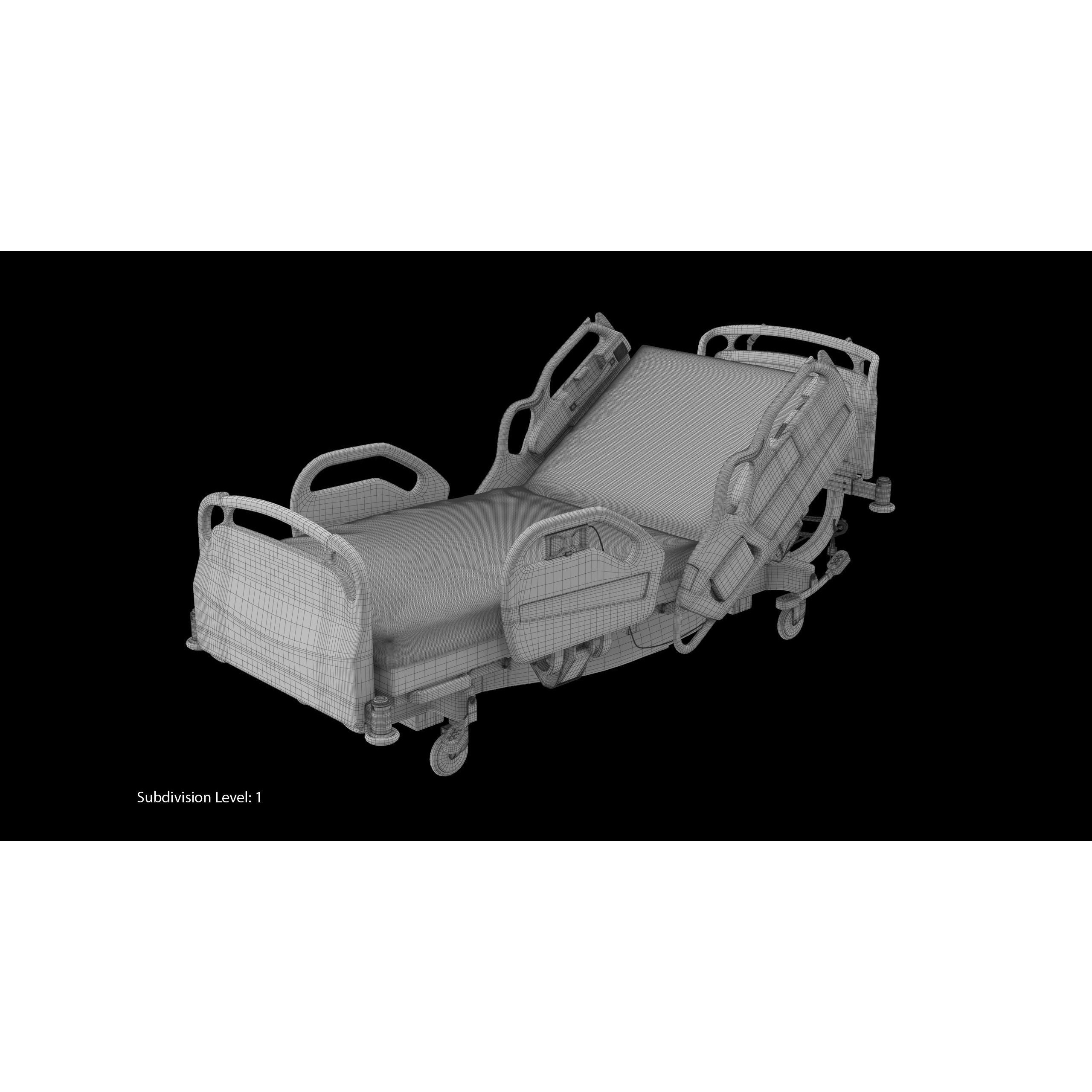 Hospital Bed Hill-Rom - Low-Poly Game-Ready 3D Model - View 16