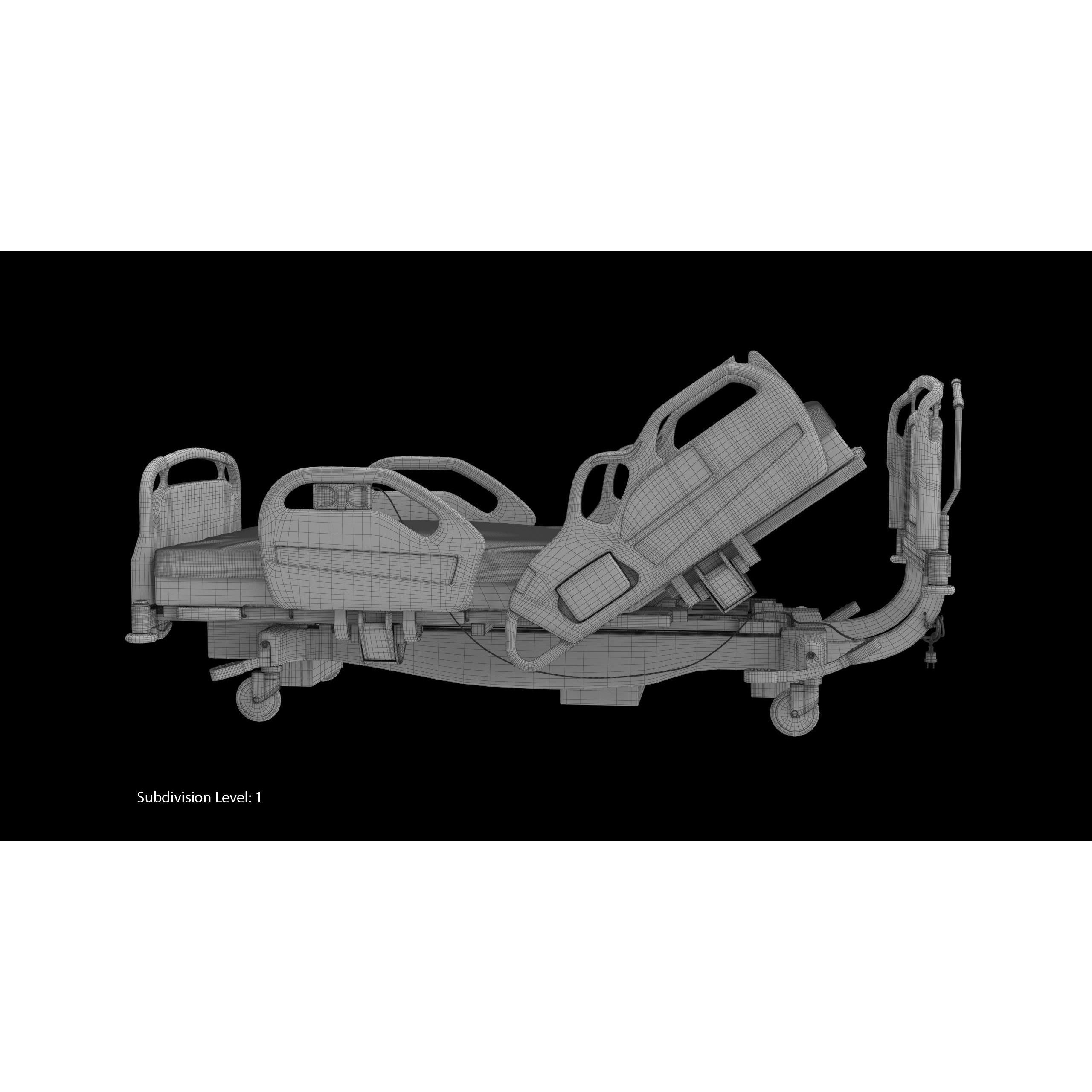 Hospital Bed Hill-Rom - Low-Poly Game-Ready 3D Model - View 18