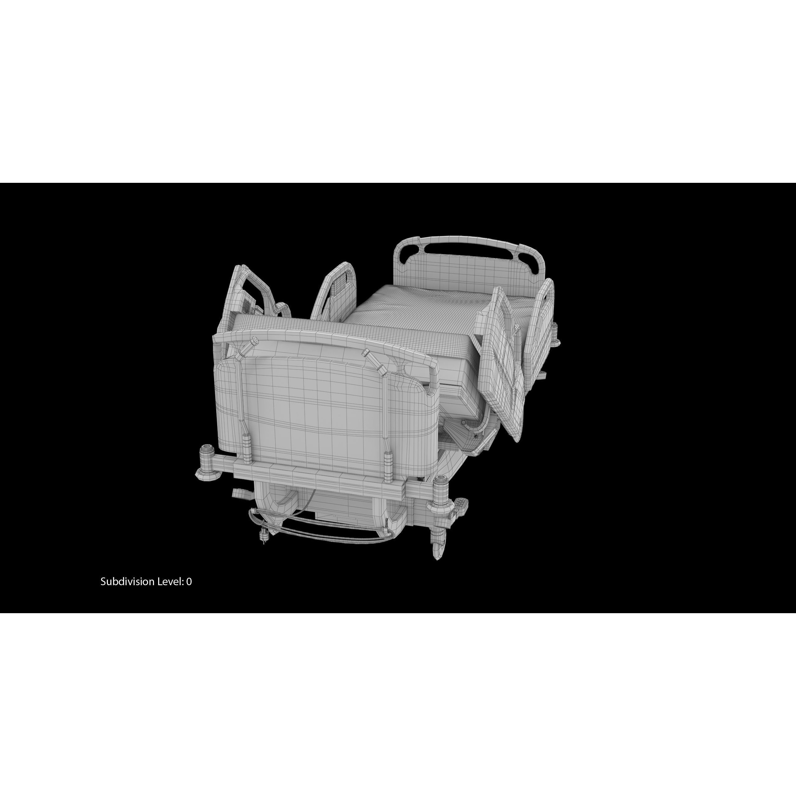 Hospital Bed Hill-Rom - Low-Poly Game-Ready 3D Model - View 21