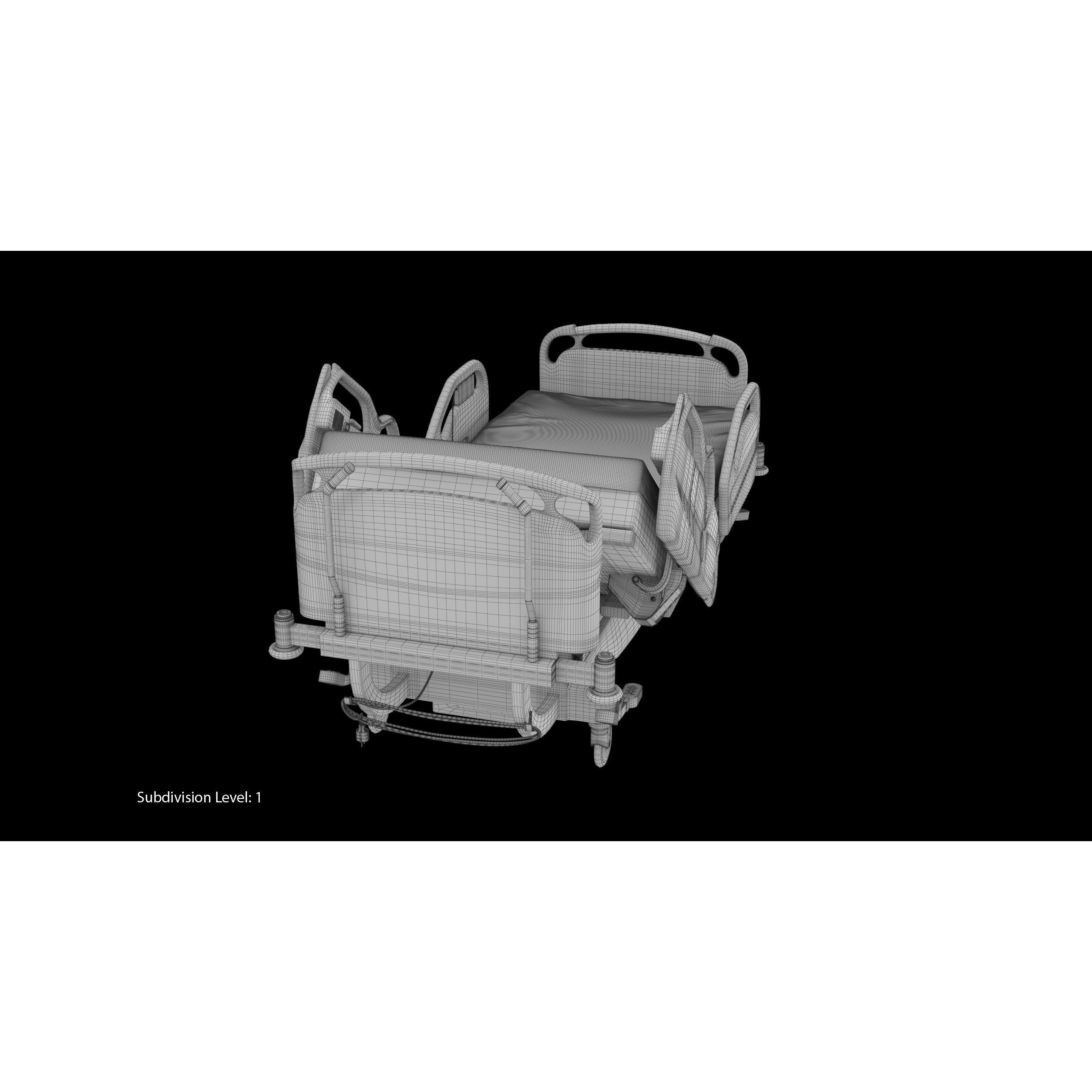 Hospital Bed Hill-Rom - Low-Poly Game-Ready 3D Model - View 22