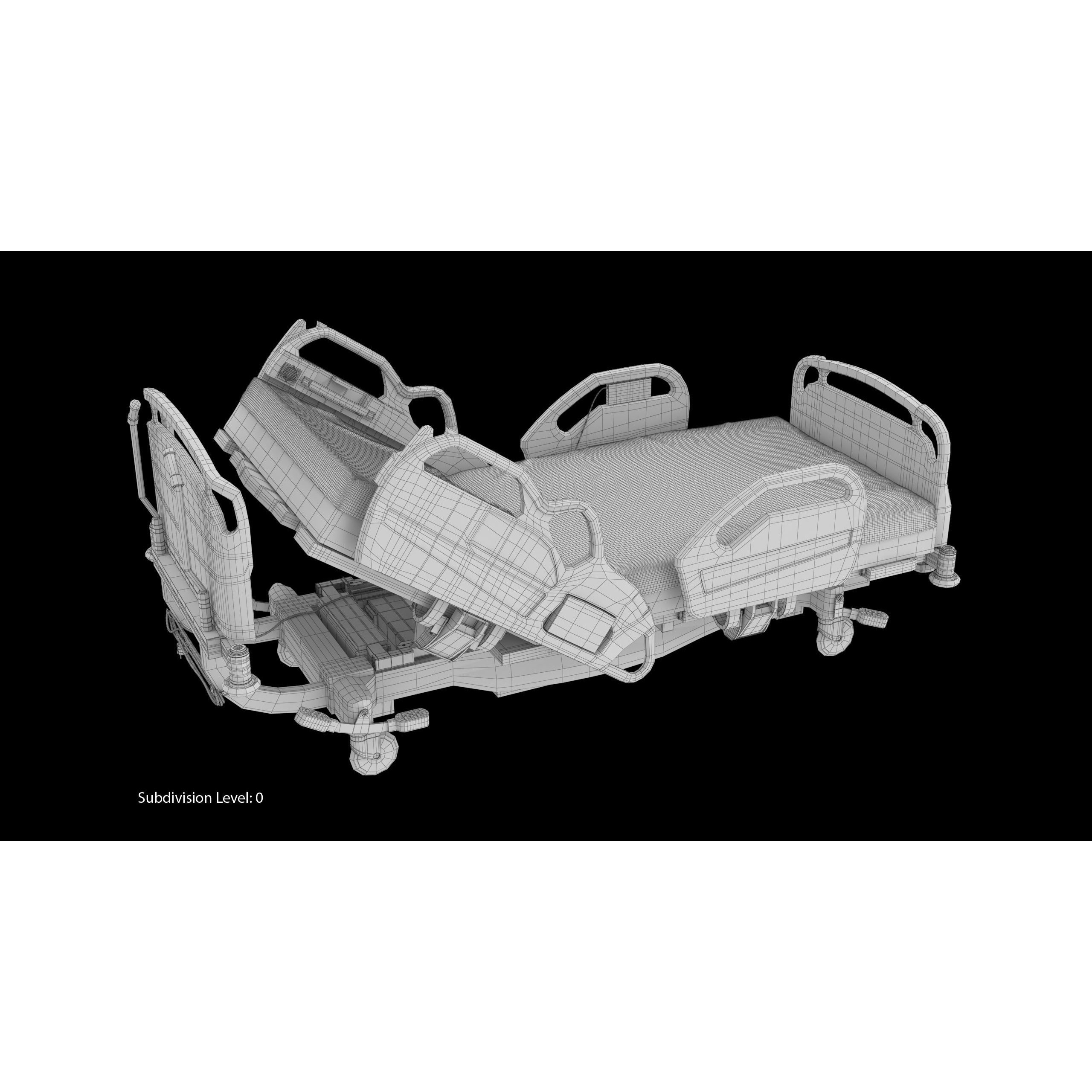 Hospital Bed Hill-Rom - Low-Poly Game-Ready 3D Model - View 23