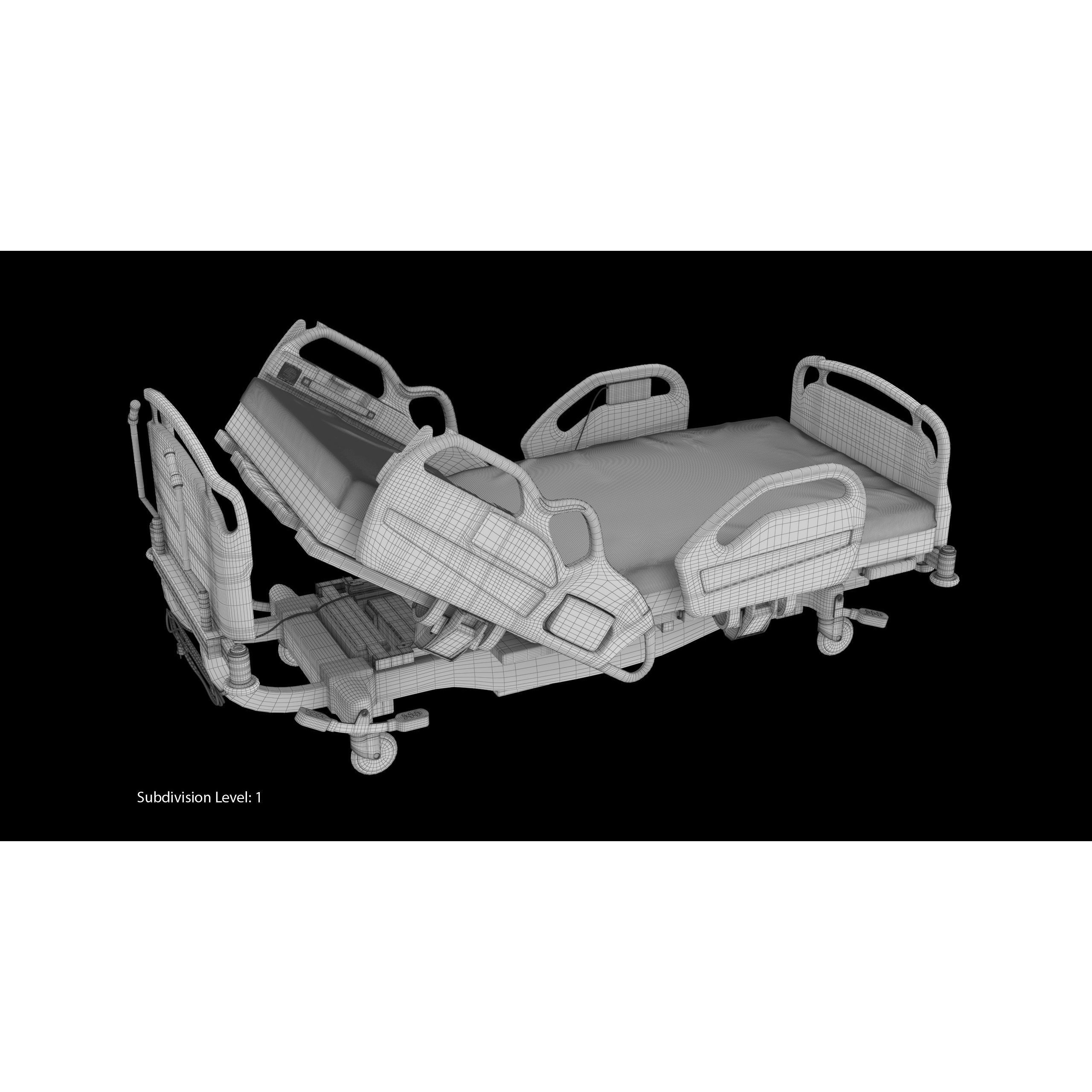 Hospital Bed Hill-Rom - Low-Poly Game-Ready 3D Model - View 24
