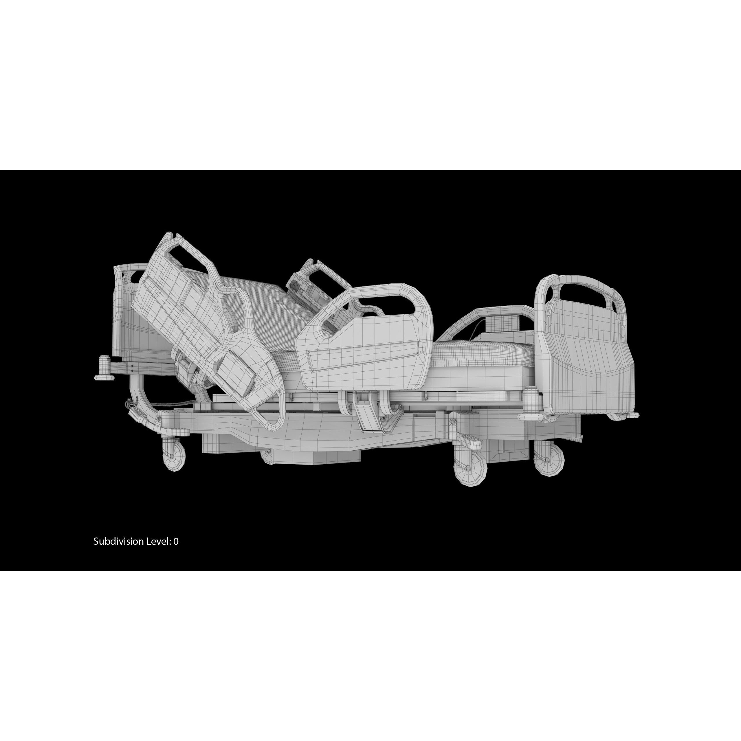 Hospital Bed Hill-Rom - Low-Poly Game-Ready 3D Model - View 25