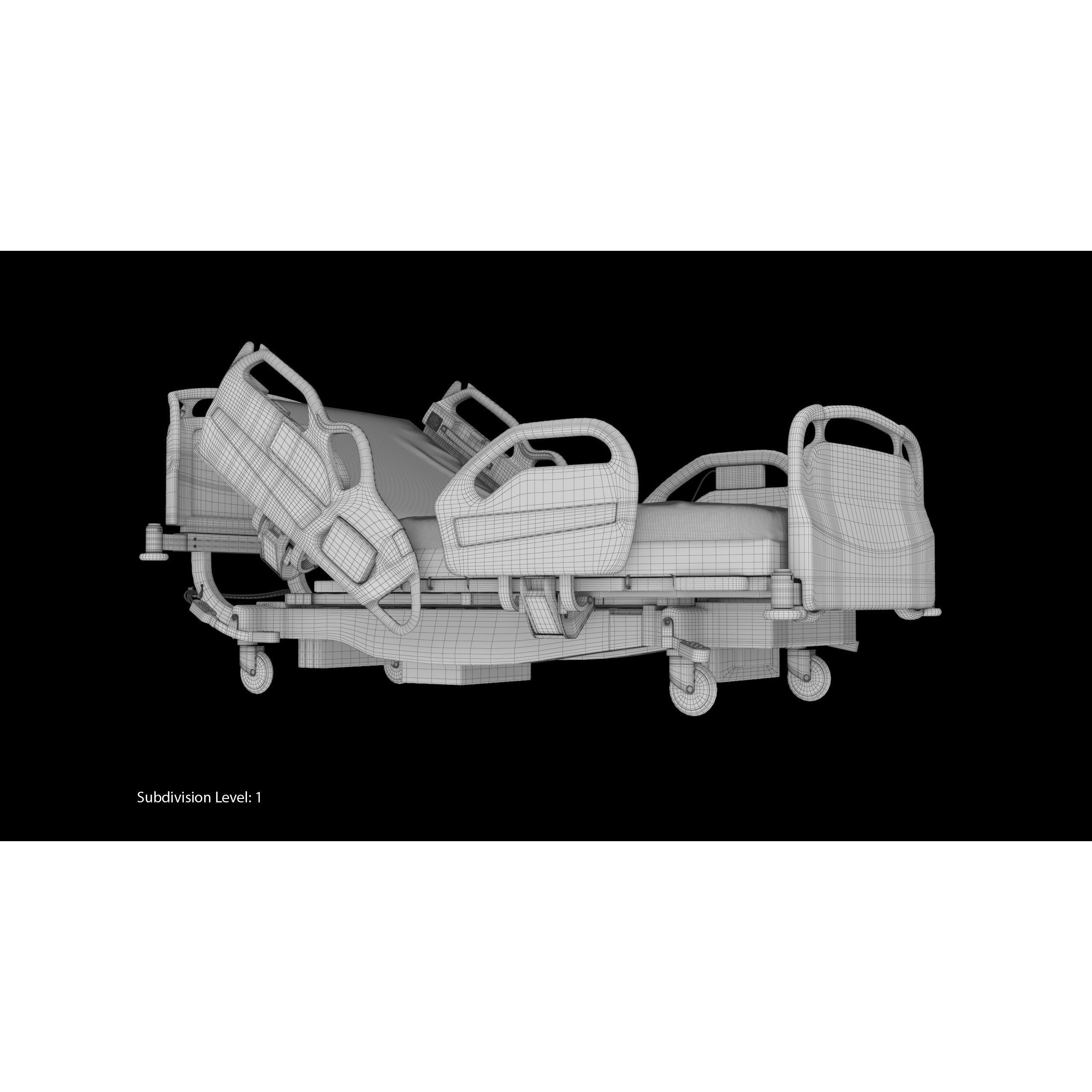 Hospital Bed Hill-Rom - Low-Poly Game-Ready 3D Model - View 26