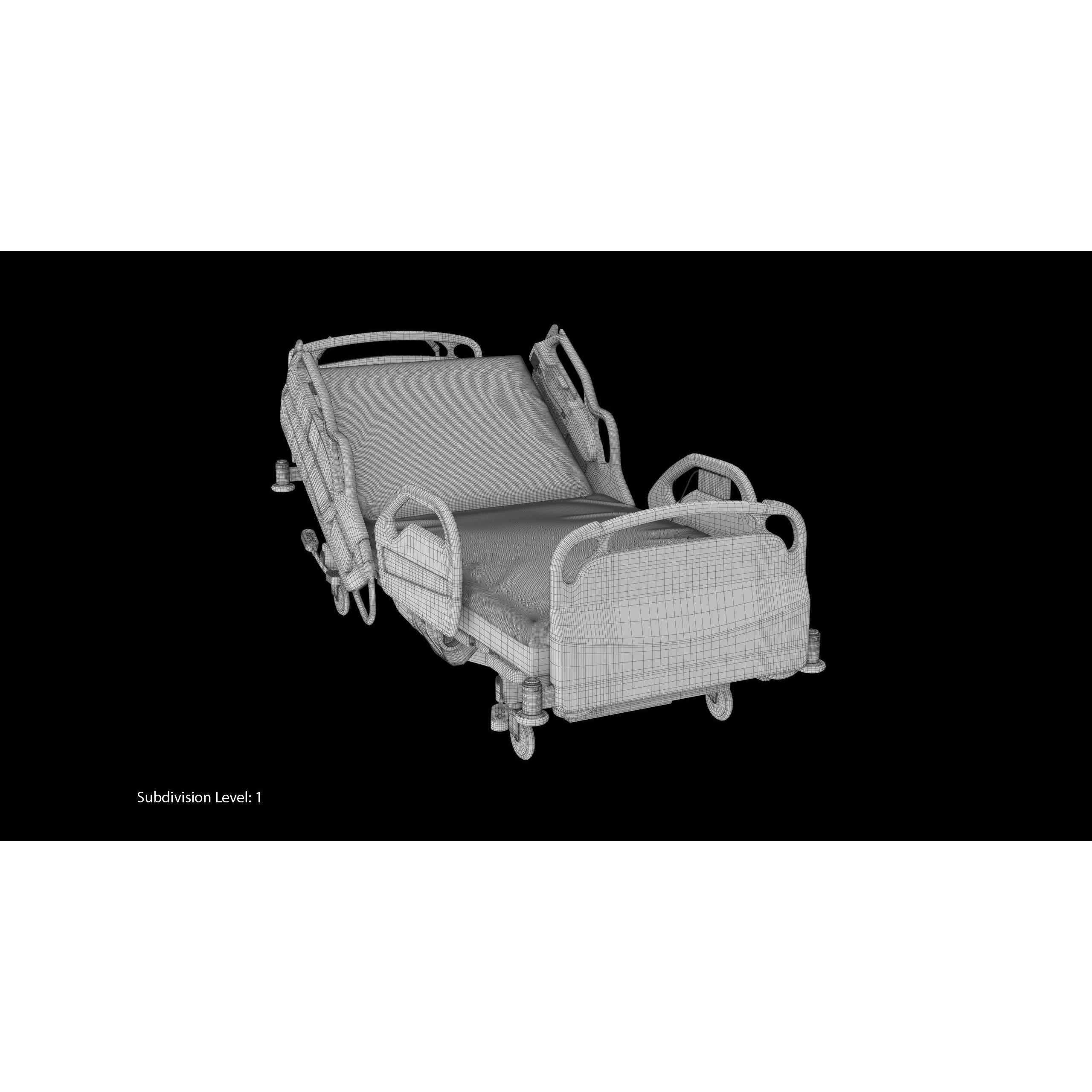 Hospital Bed Hill-Rom - Low-Poly Game-Ready 3D Model - View 28