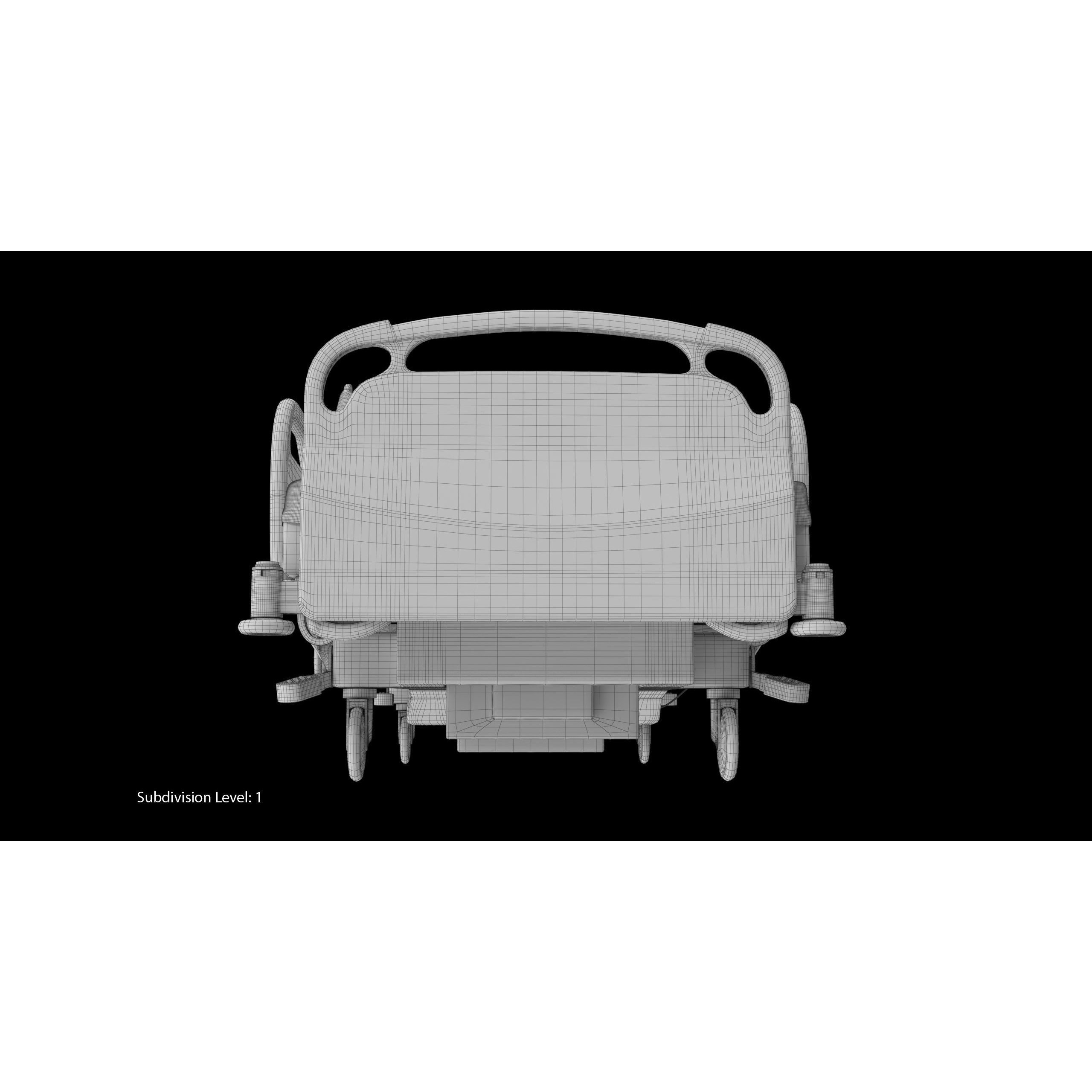 Hospital Bed Hill-Rom - Low-Poly Game-Ready 3D Model - View 30