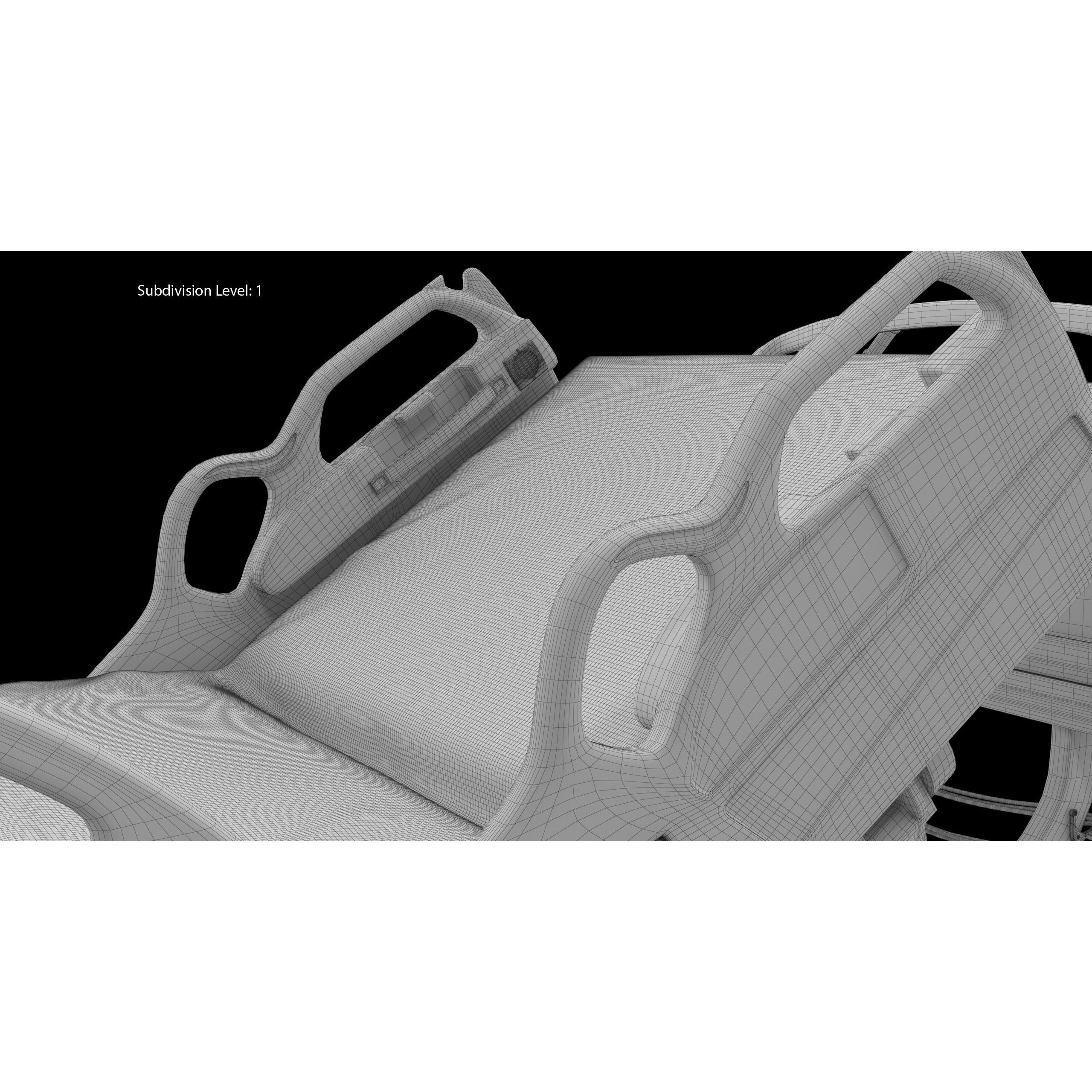 Hospital Bed Hill-Rom - Low-Poly Game-Ready 3D Model - View 34