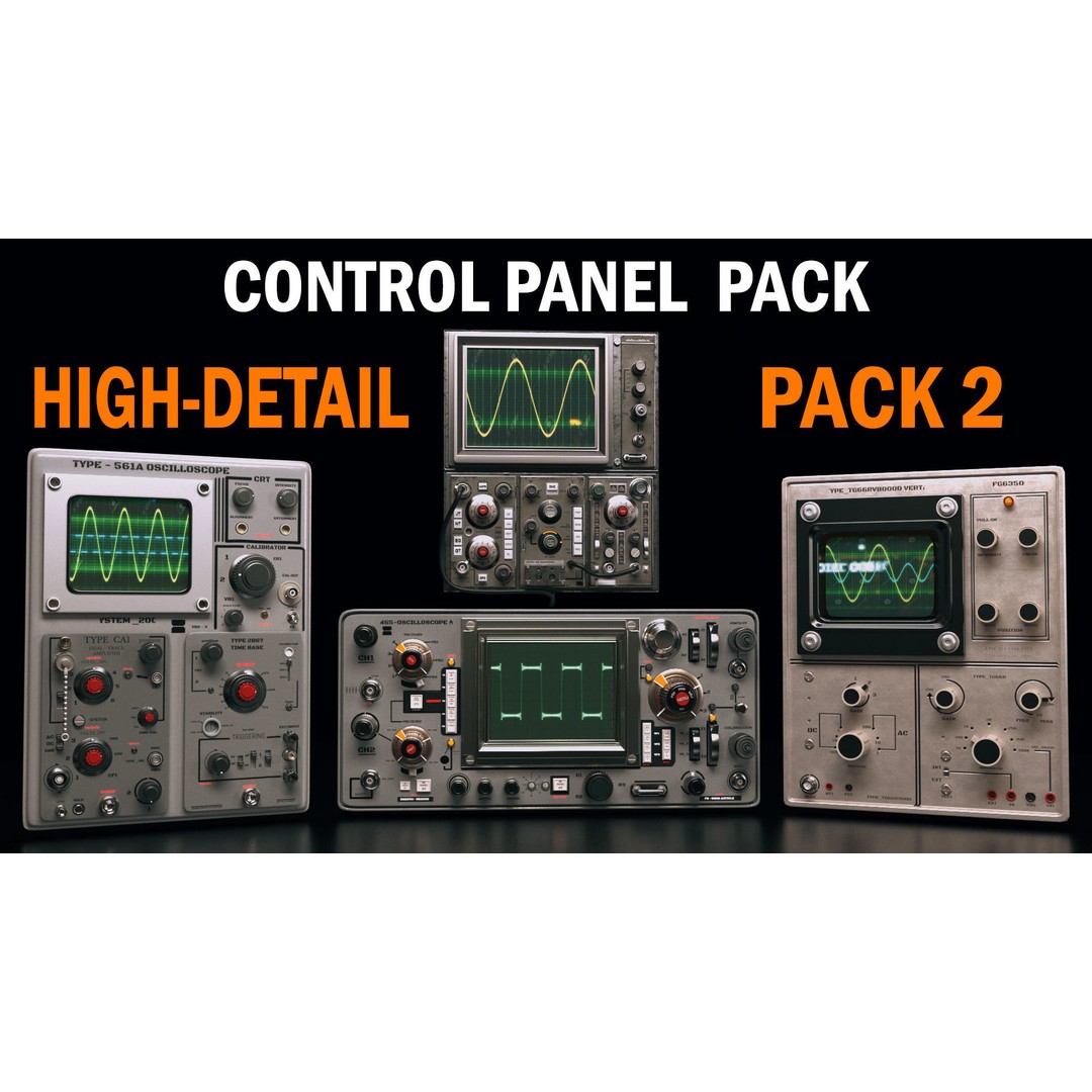 Control Panel 3D Model – Vintage Electronics Pack, OBJ & FBX Formats - View 3