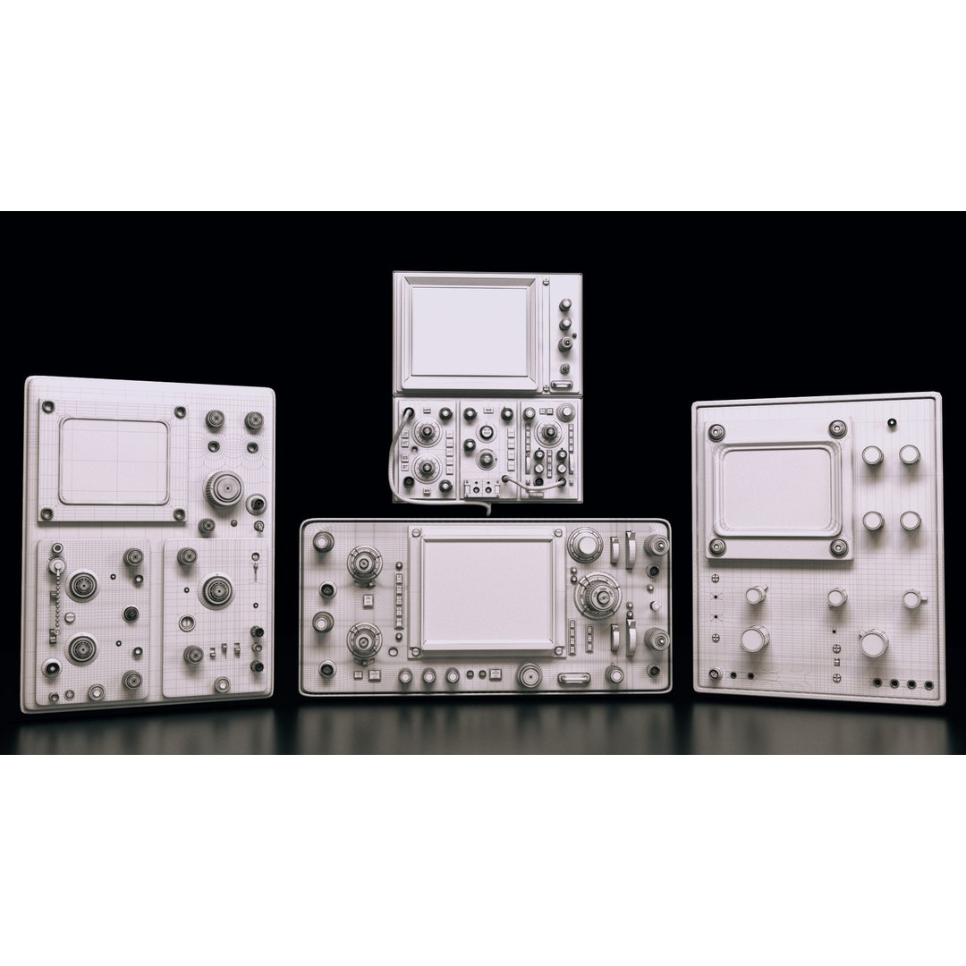 Control Panel 3D Model – Vintage Electronics Pack, OBJ & FBX Formats - View 8