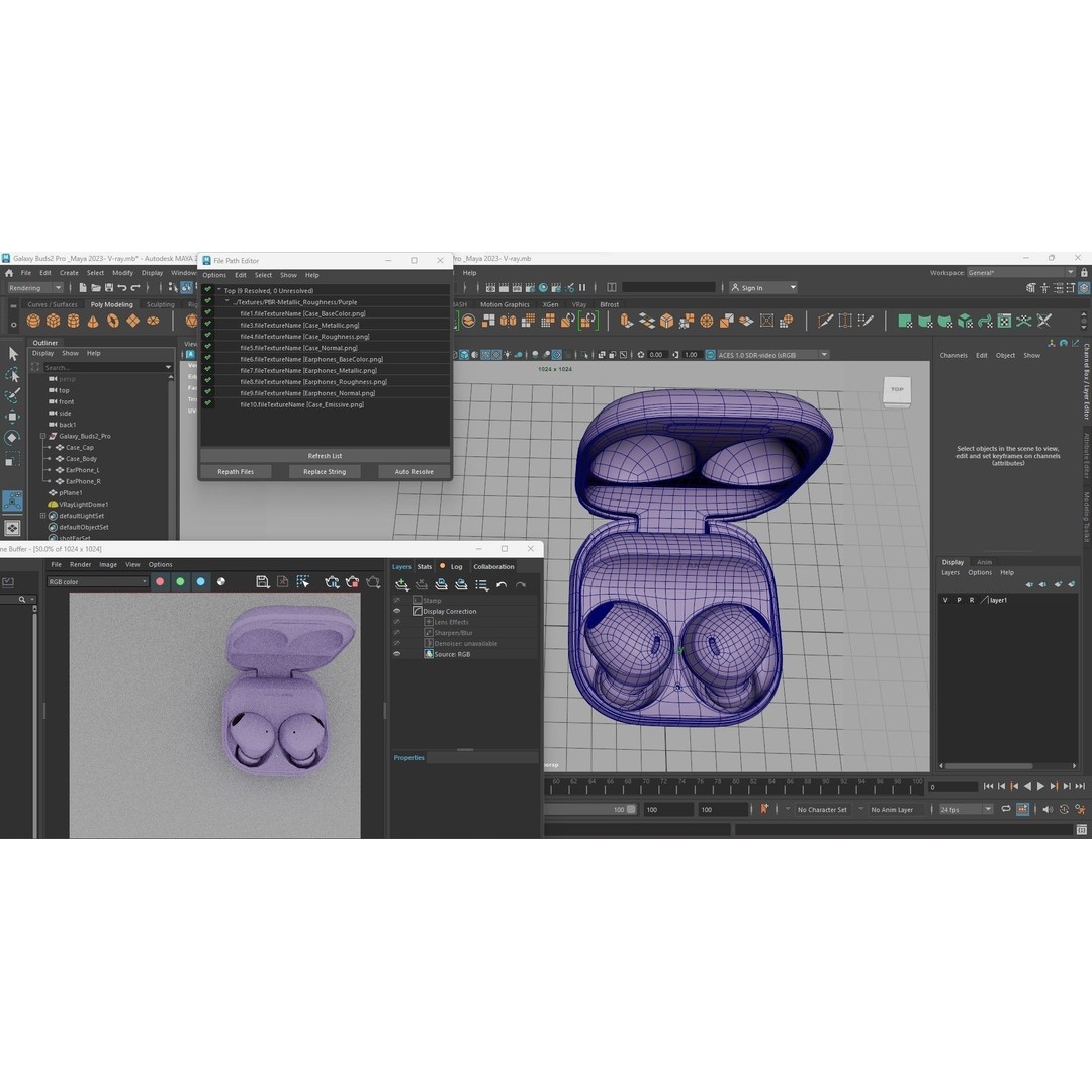 Samsung Galaxy Buds2 Pro 3D Model – High Poly PBR Earbuds, FBX, OBJ
