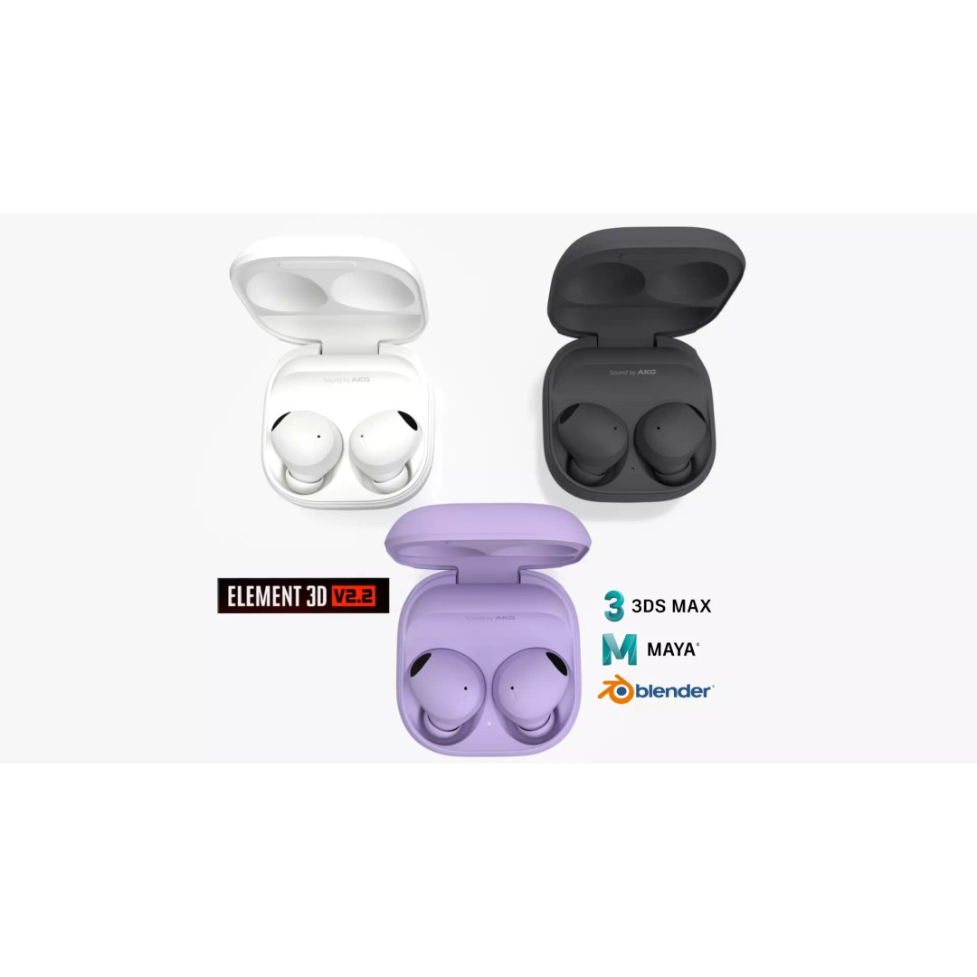Samsung Galaxy Buds2 Pro 3D Model – High Poly PBR Earbuds, FBX, OBJ - View 2