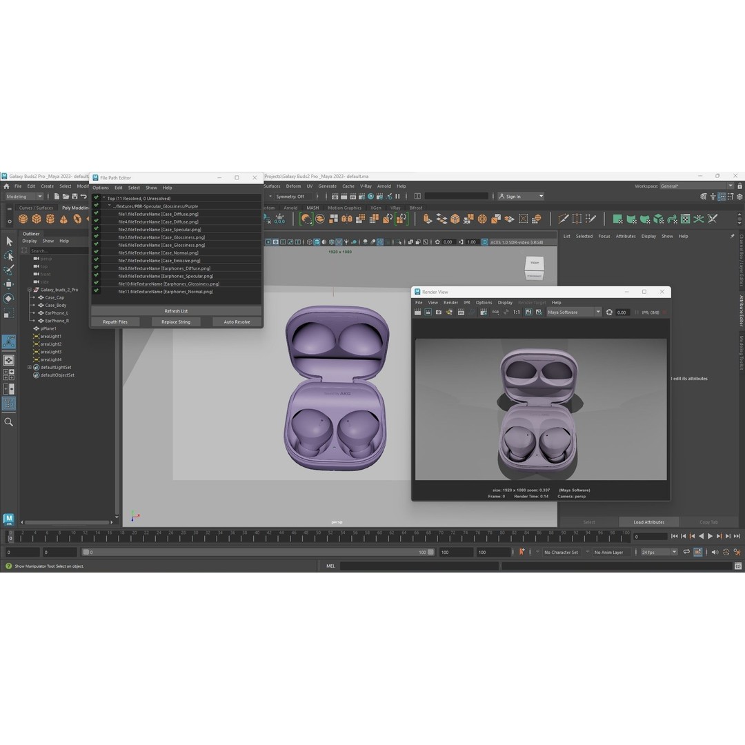 Samsung Galaxy Buds2 Pro 3D Model – High Poly PBR Earbuds, FBX, OBJ - View 30