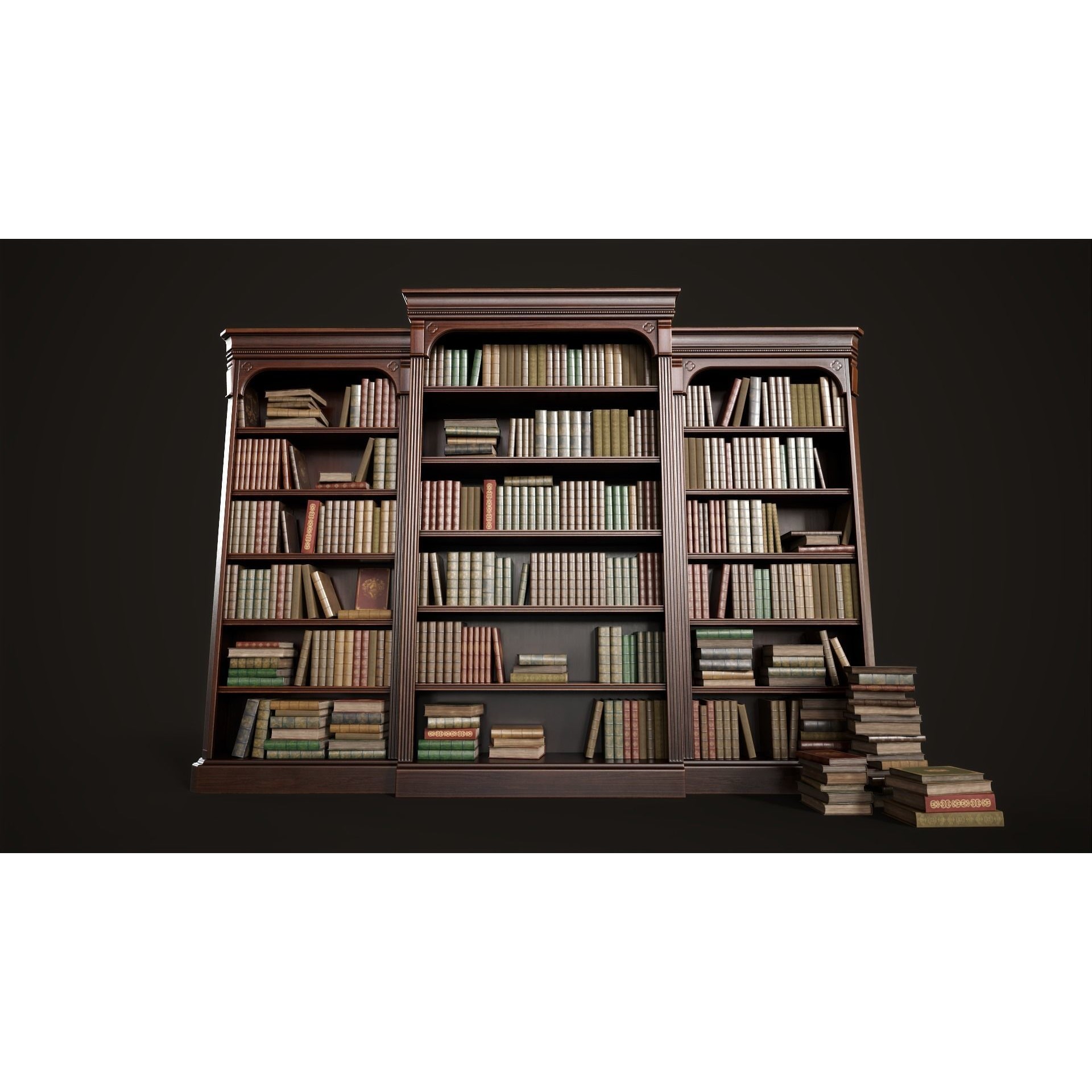 Vintage Bookcase - Low-Poly Game-Ready 3D Model - View 10