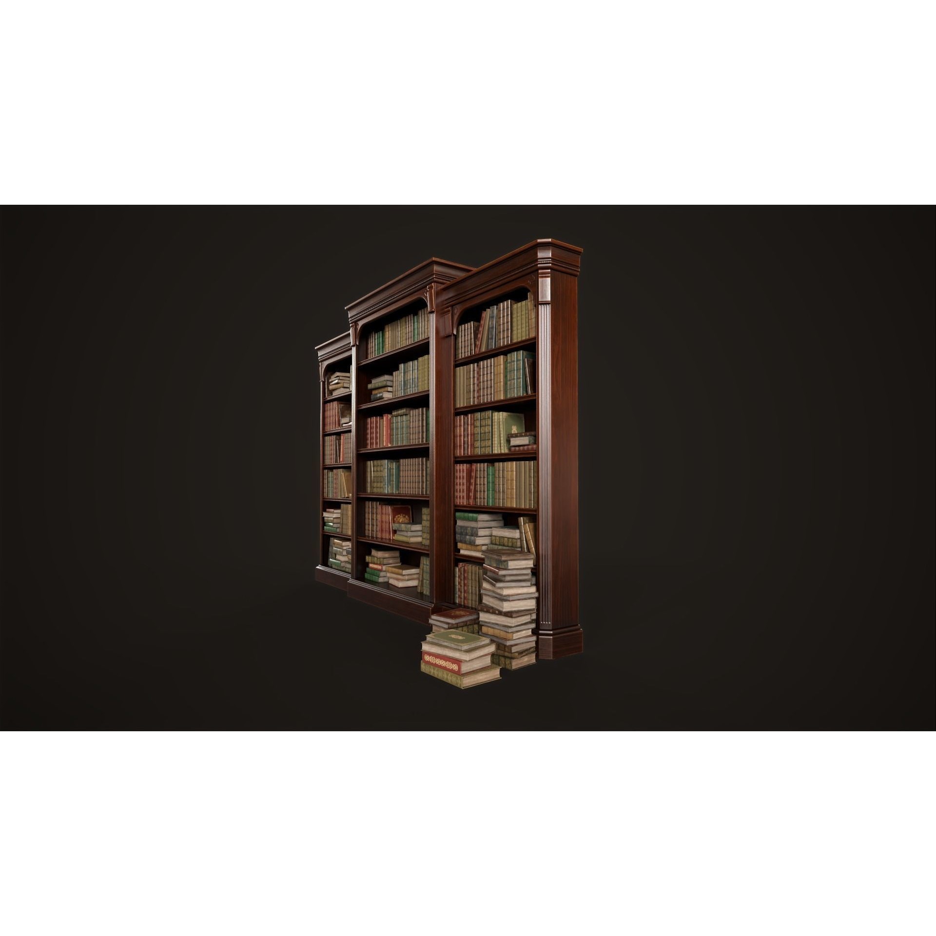 Vintage Bookcase - Low-Poly Game-Ready 3D Model - View 12