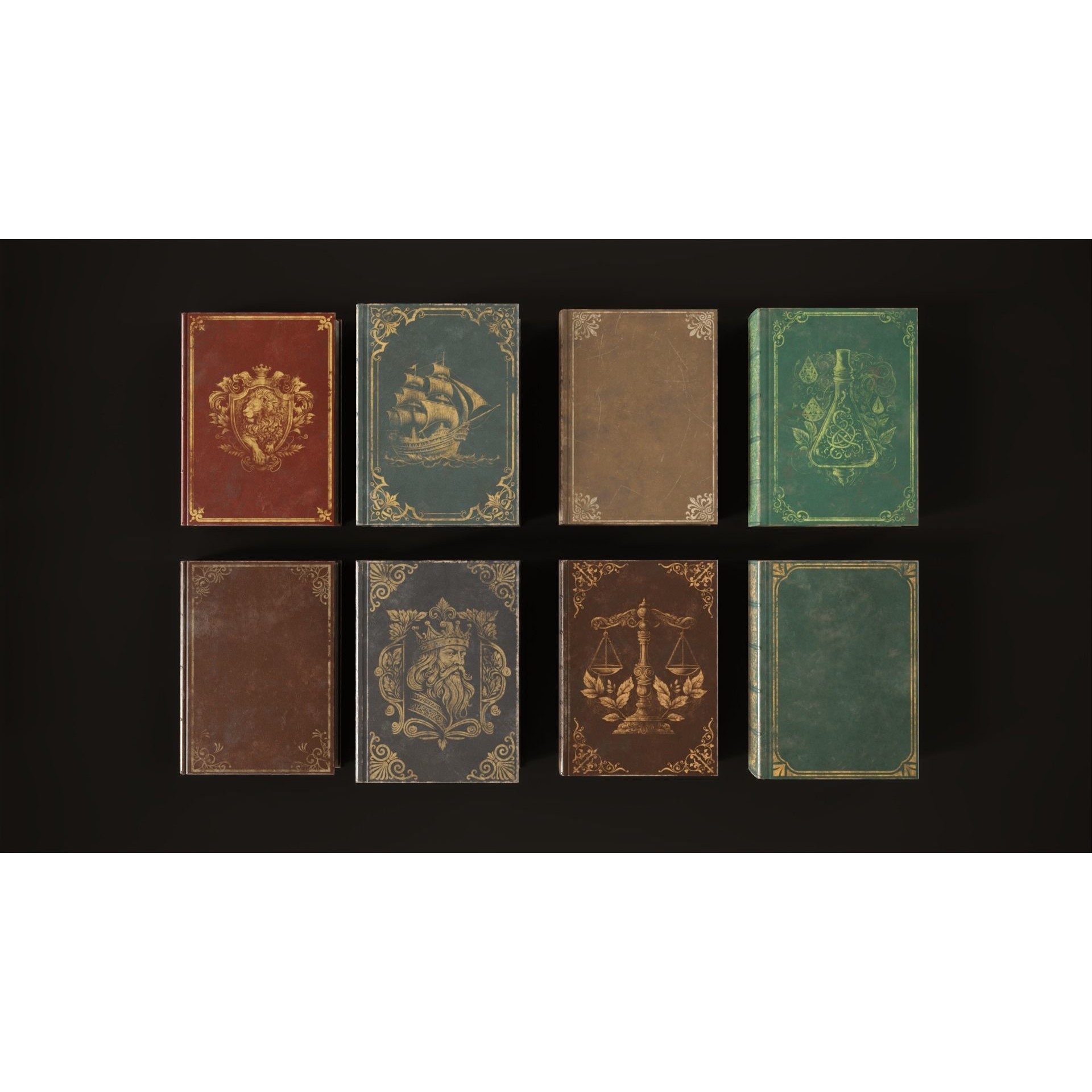 Vintage Bookcase - Low-Poly Game-Ready 3D Model - View 15