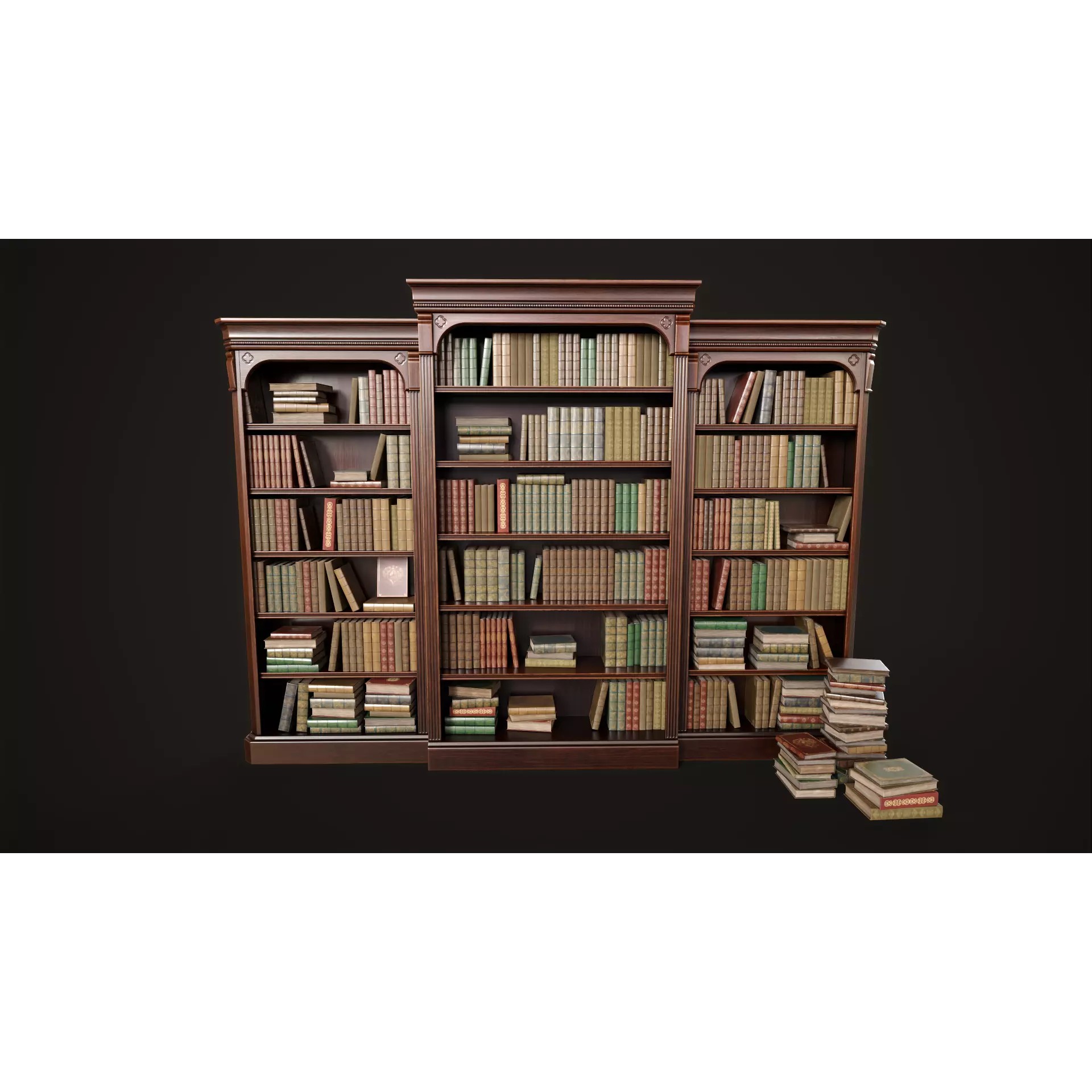 Vintage Bookcase - Low-Poly Game-Ready 3D Model - View 2