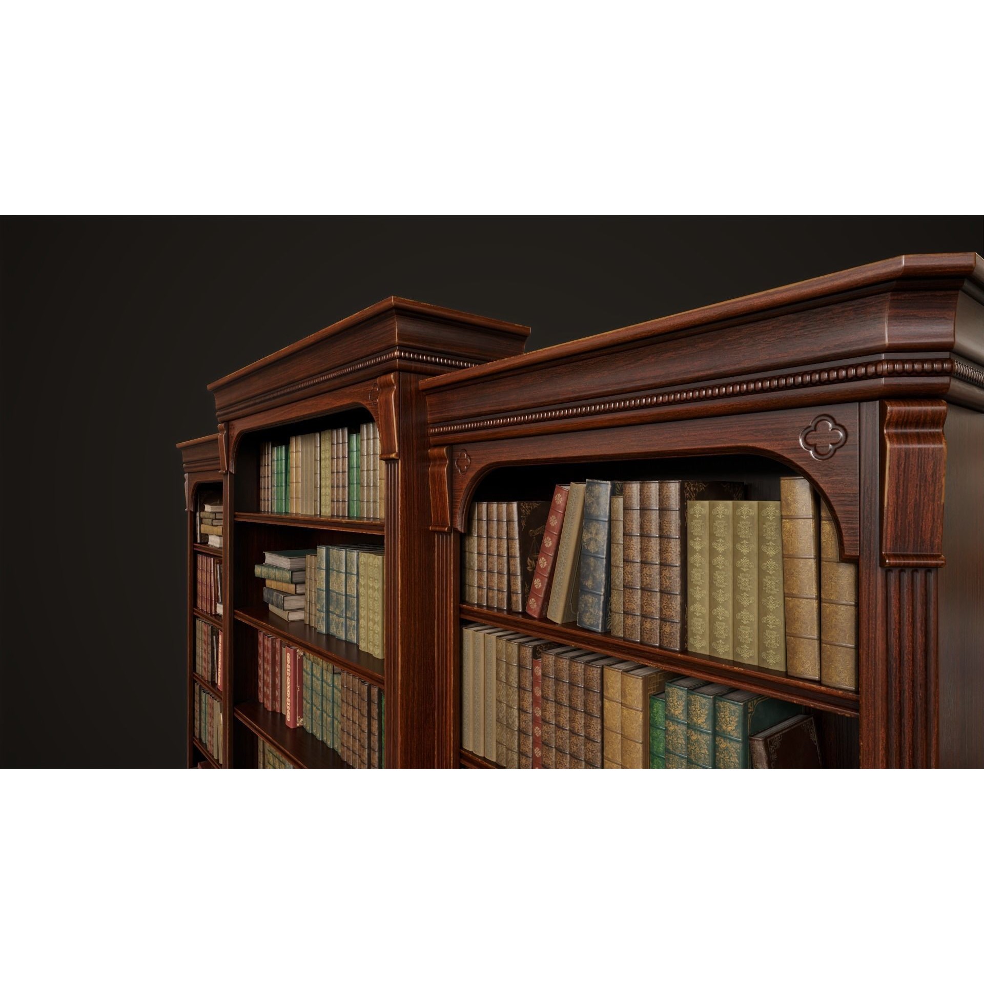 Vintage Bookcase - Low-Poly Game-Ready 3D Model - View 20