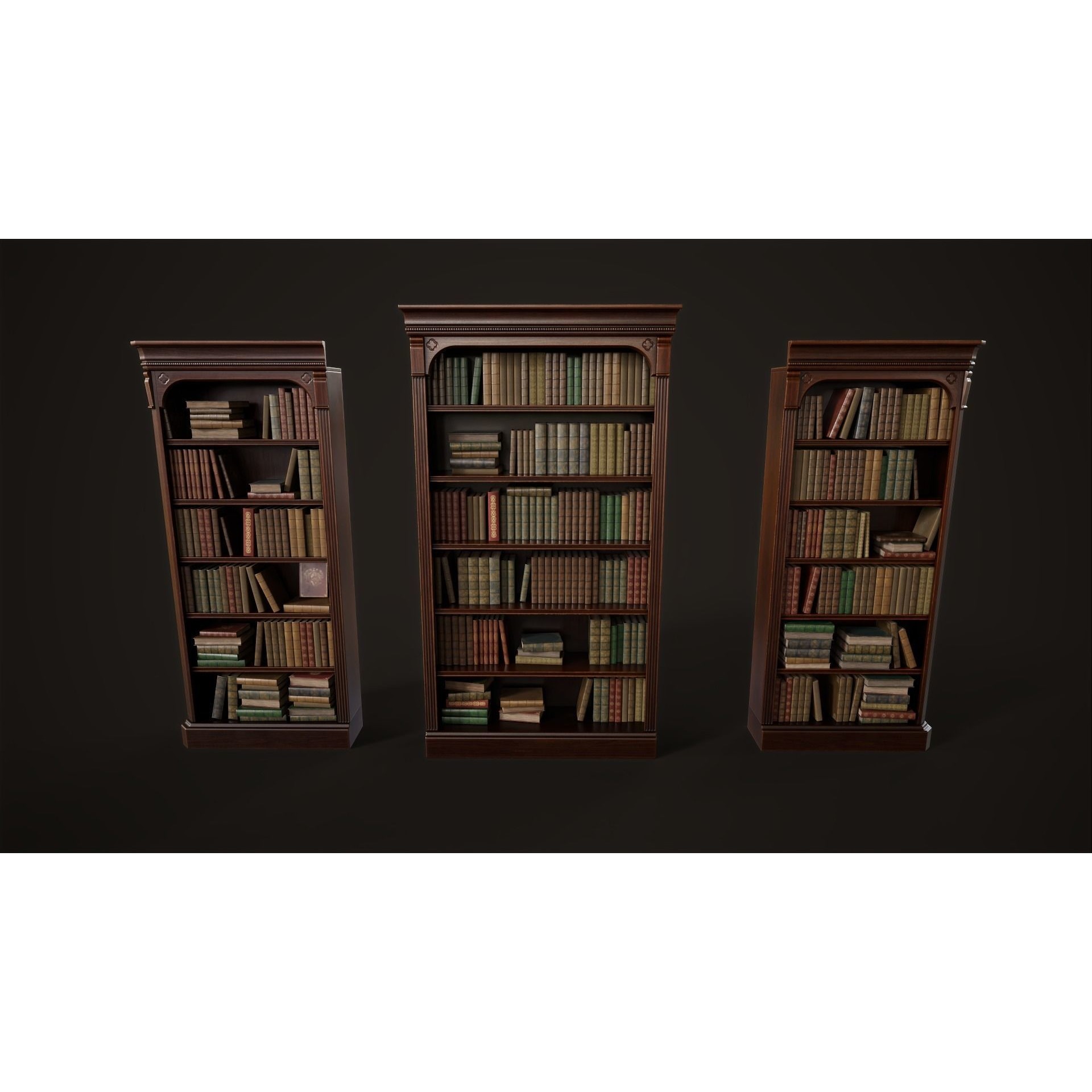 Vintage Bookcase - Low-Poly Game-Ready 3D Model - View 4