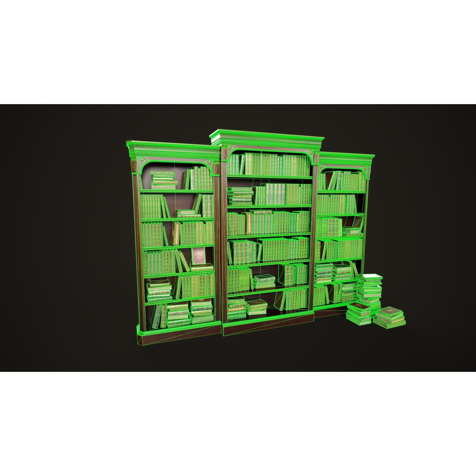 Vintage Bookcase - Low-Poly Game-Ready 3D Model - View 6