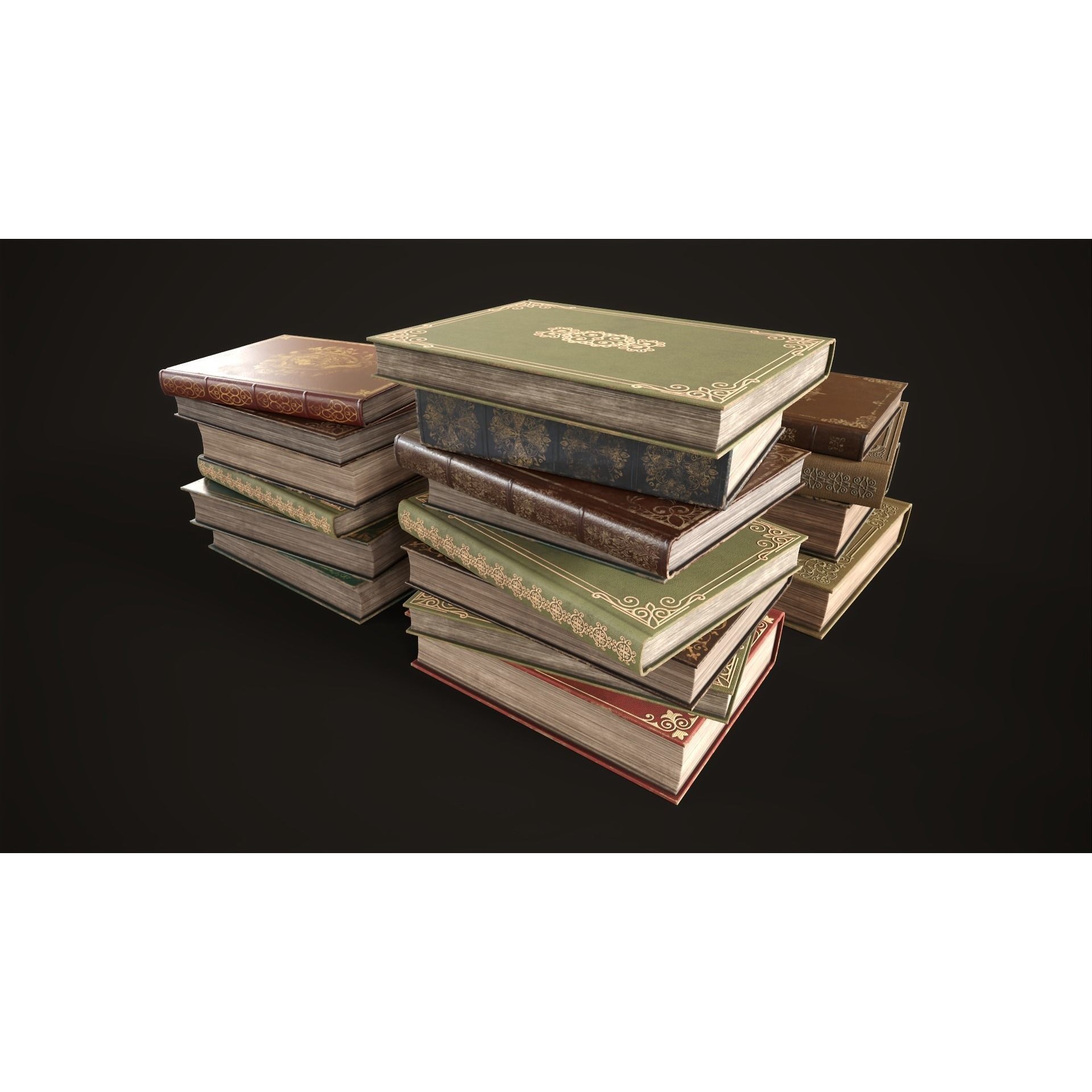 Vintage Bookcase - Low-Poly Game-Ready 3D Model - View 7