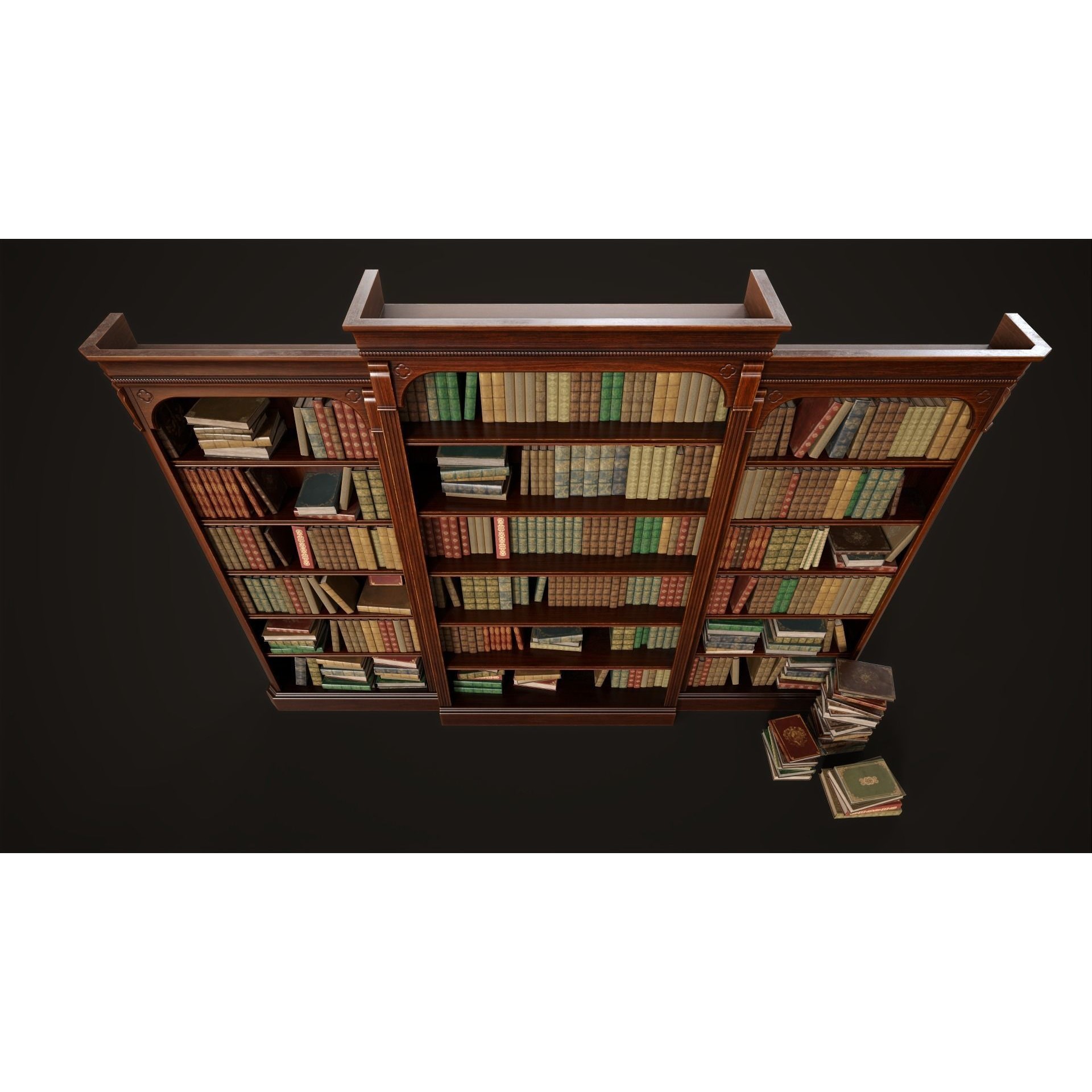Vintage Bookcase - Low-Poly Game-Ready 3D Model - View 8