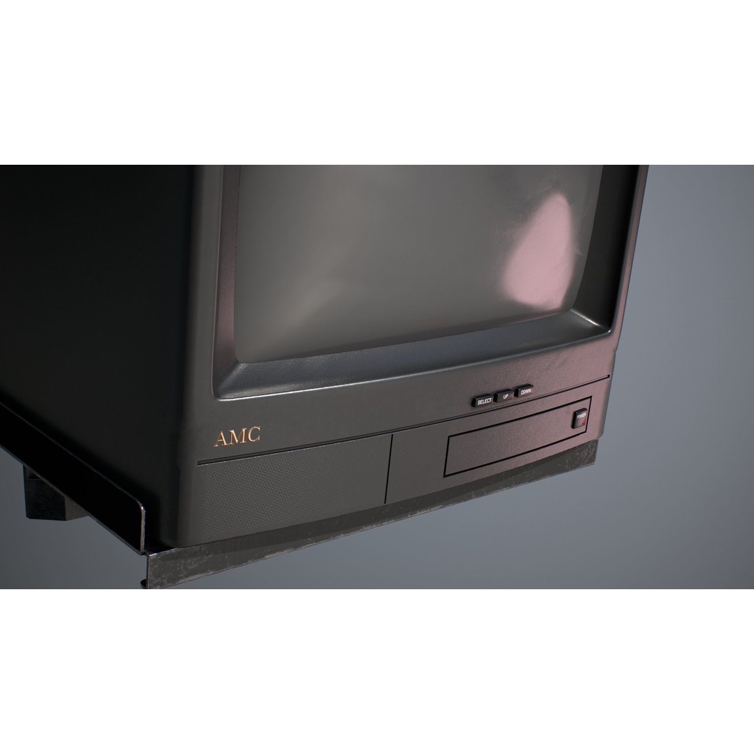 Wall Hanging CRT TV 3D Model – Low Poly Game Asset, FBX, OBJ - View 13
