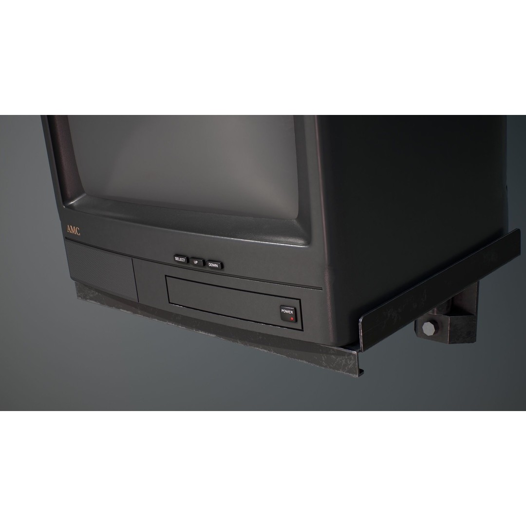 Wall Hanging CRT TV 3D Model – Low Poly Game Asset, FBX, OBJ - View 14