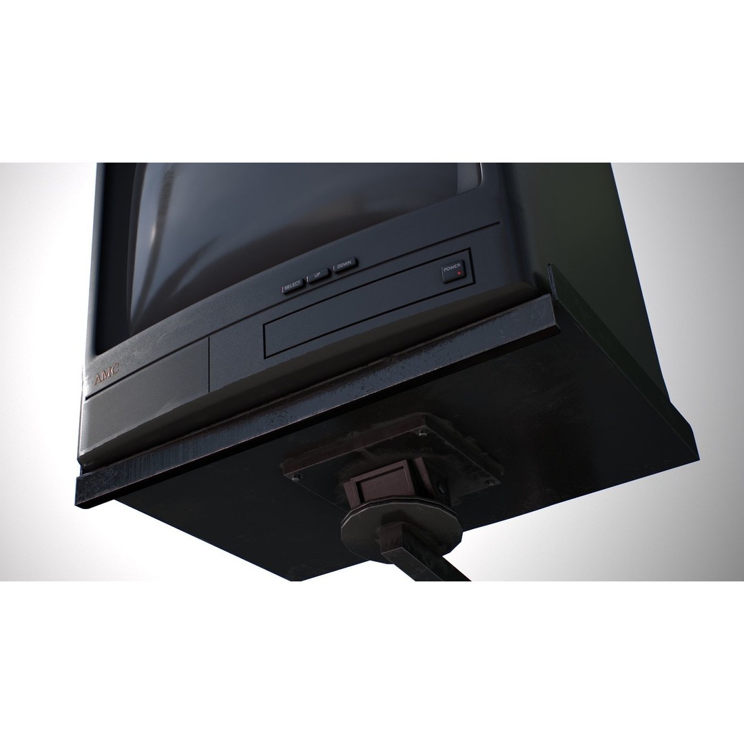 Wall Hanging CRT TV 3D Model – Low Poly Game Asset, FBX, OBJ - View 15