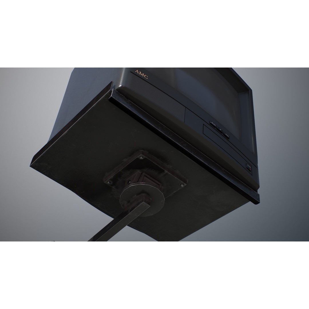 Wall Hanging CRT TV 3D Model – Low Poly Game Asset, FBX, OBJ - View 16