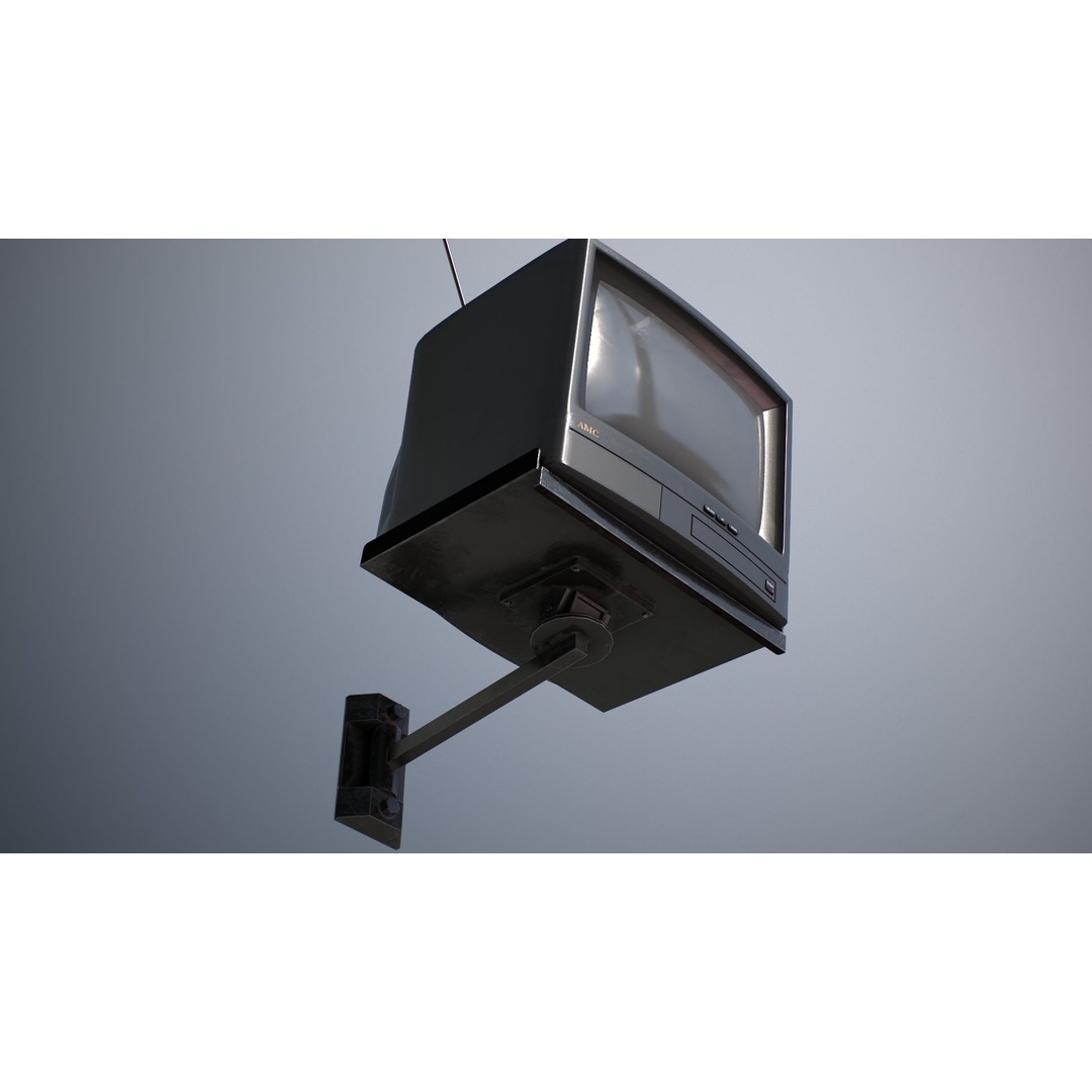 Wall Hanging CRT TV 3D Model – Low Poly Game Asset, FBX, OBJ - View 18