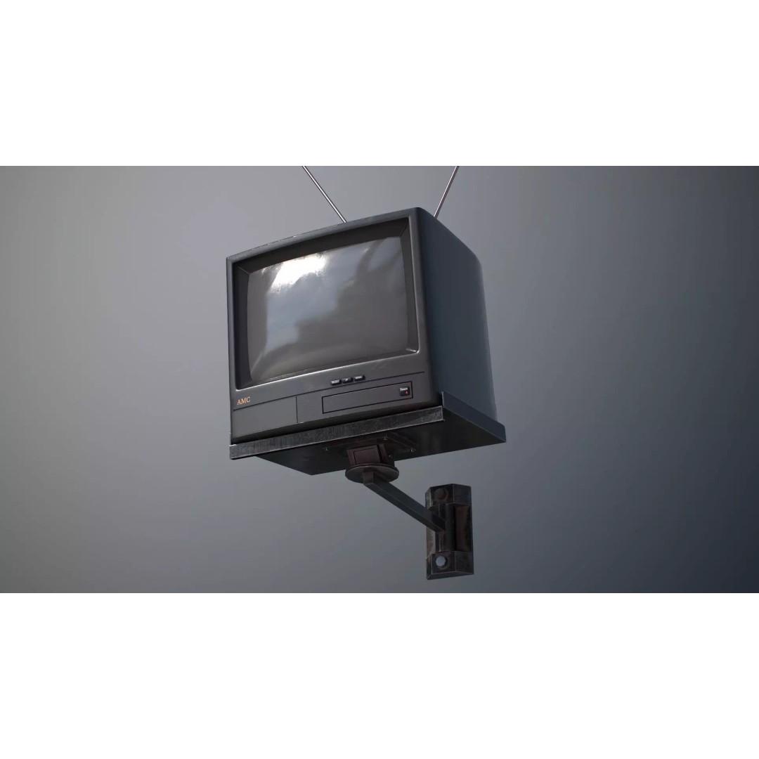 Wall Hanging CRT TV 3D Model – Low Poly Game Asset, FBX, OBJ - View 2