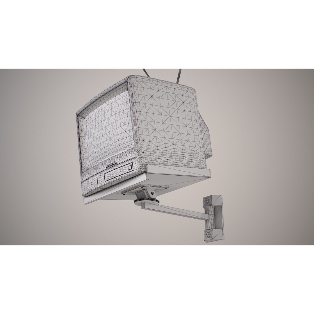 Wall Hanging CRT TV 3D Model – Low Poly Game Asset, FBX, OBJ - View 20