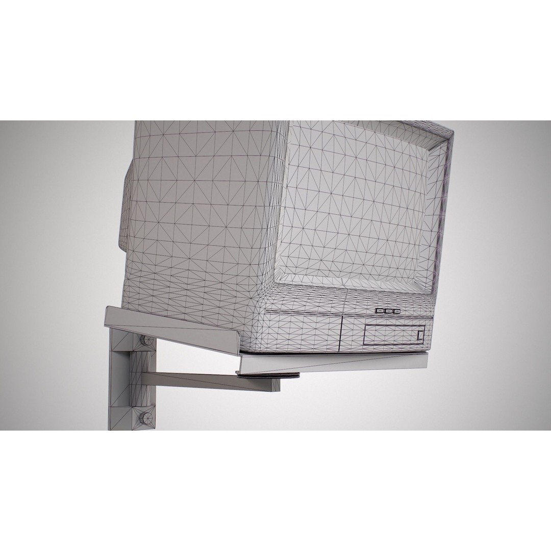Wall Hanging CRT TV 3D Model – Low Poly Game Asset, FBX, OBJ - View 21