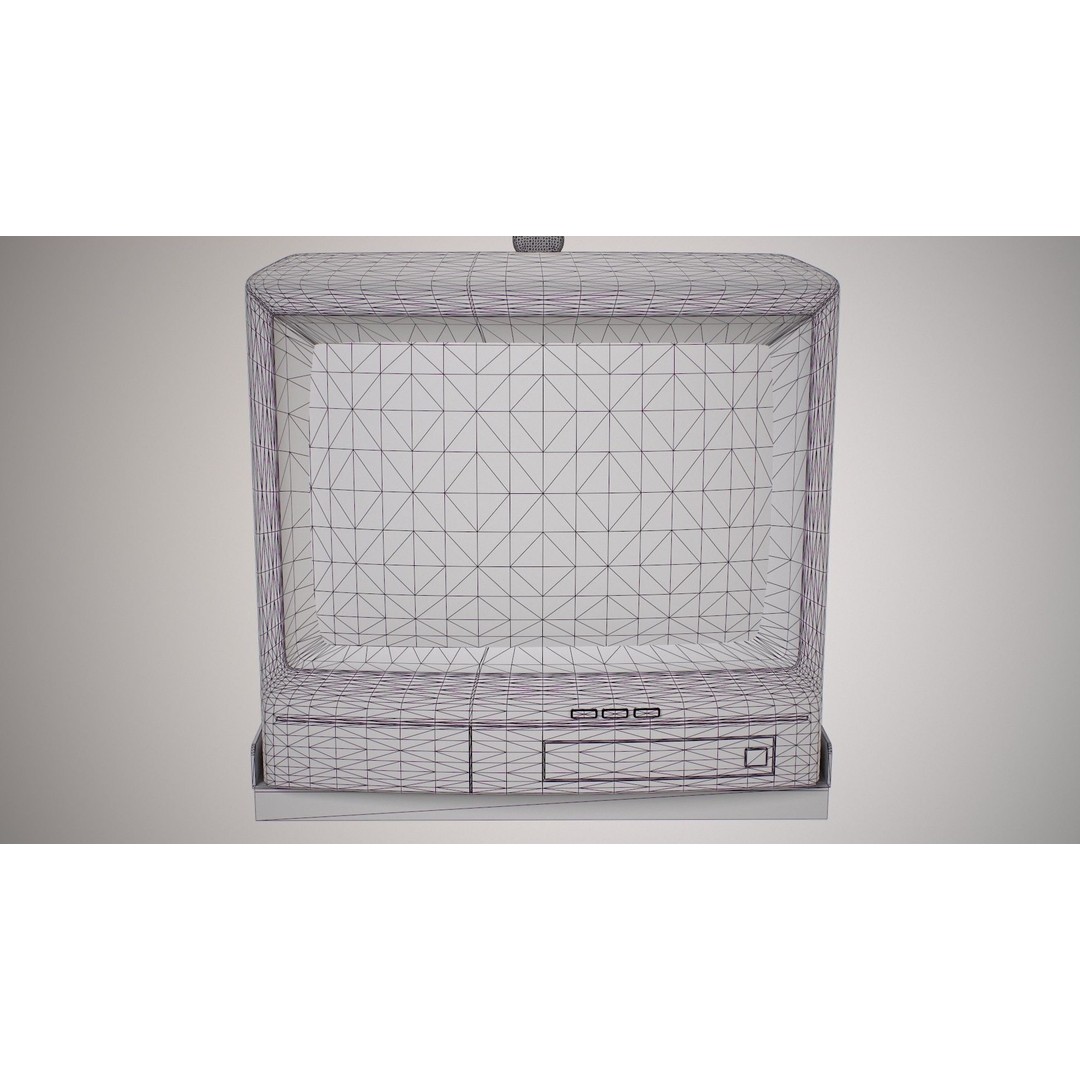 Wall Hanging CRT TV 3D Model – Low Poly Game Asset, FBX, OBJ - View 26